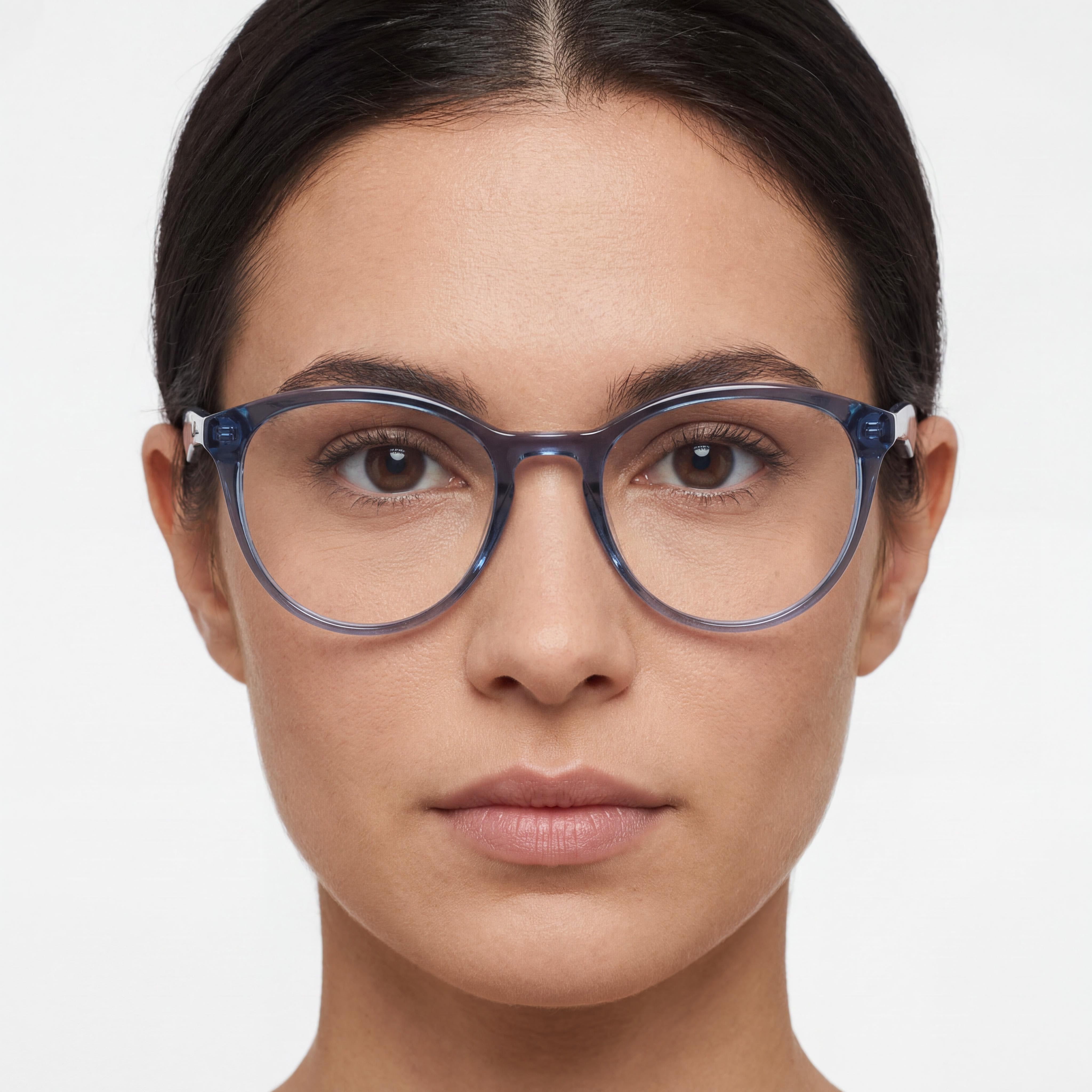 Gafas casuales de mujer POLICE con montura de plástico azul transparente brillante y lentes transparentes, 50 mm, Photo 5