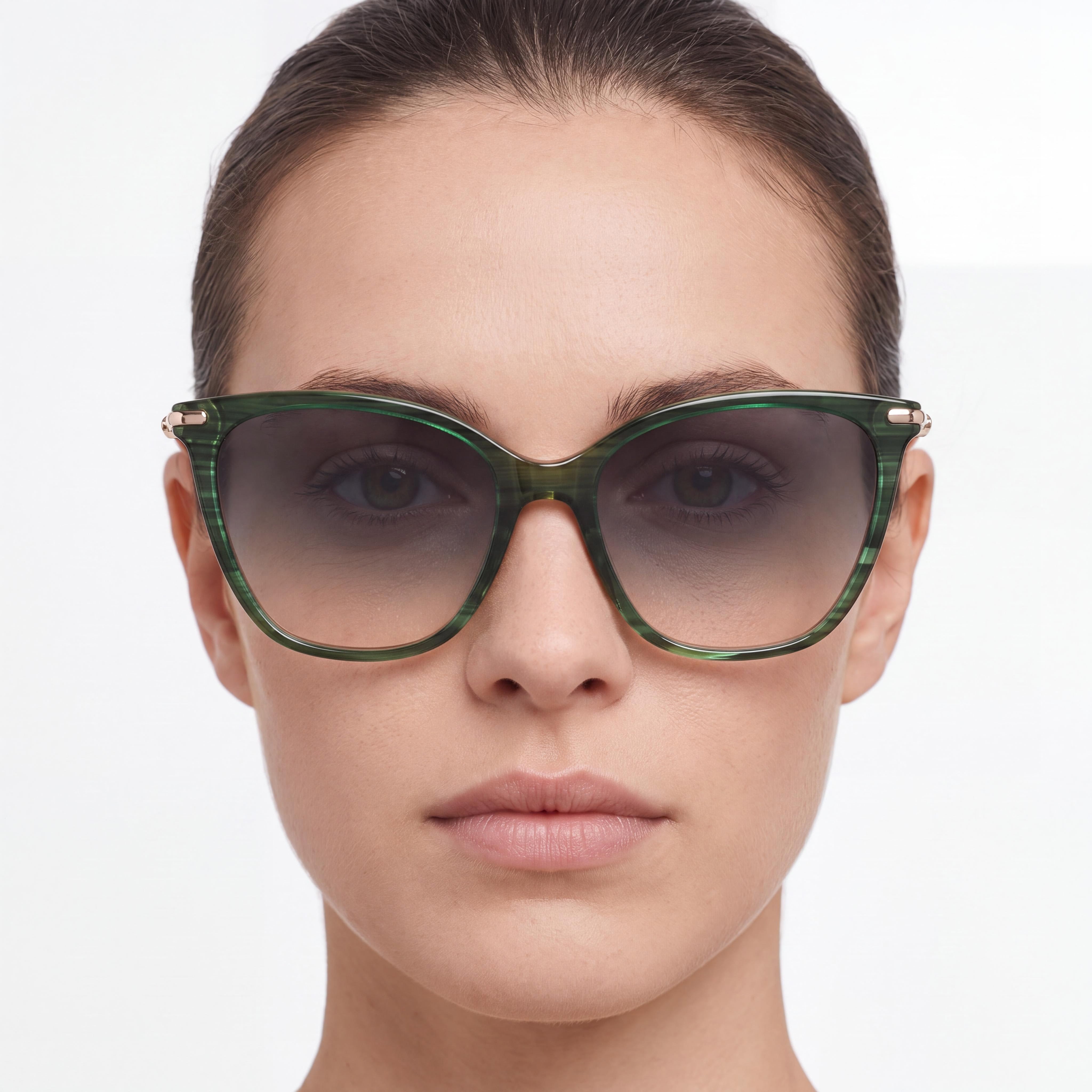 Longchamp Casual Women's Striped Green Acetate UV 400 Non-Polarized Grey Lens Sunglasses 55-17-145, Photo 3