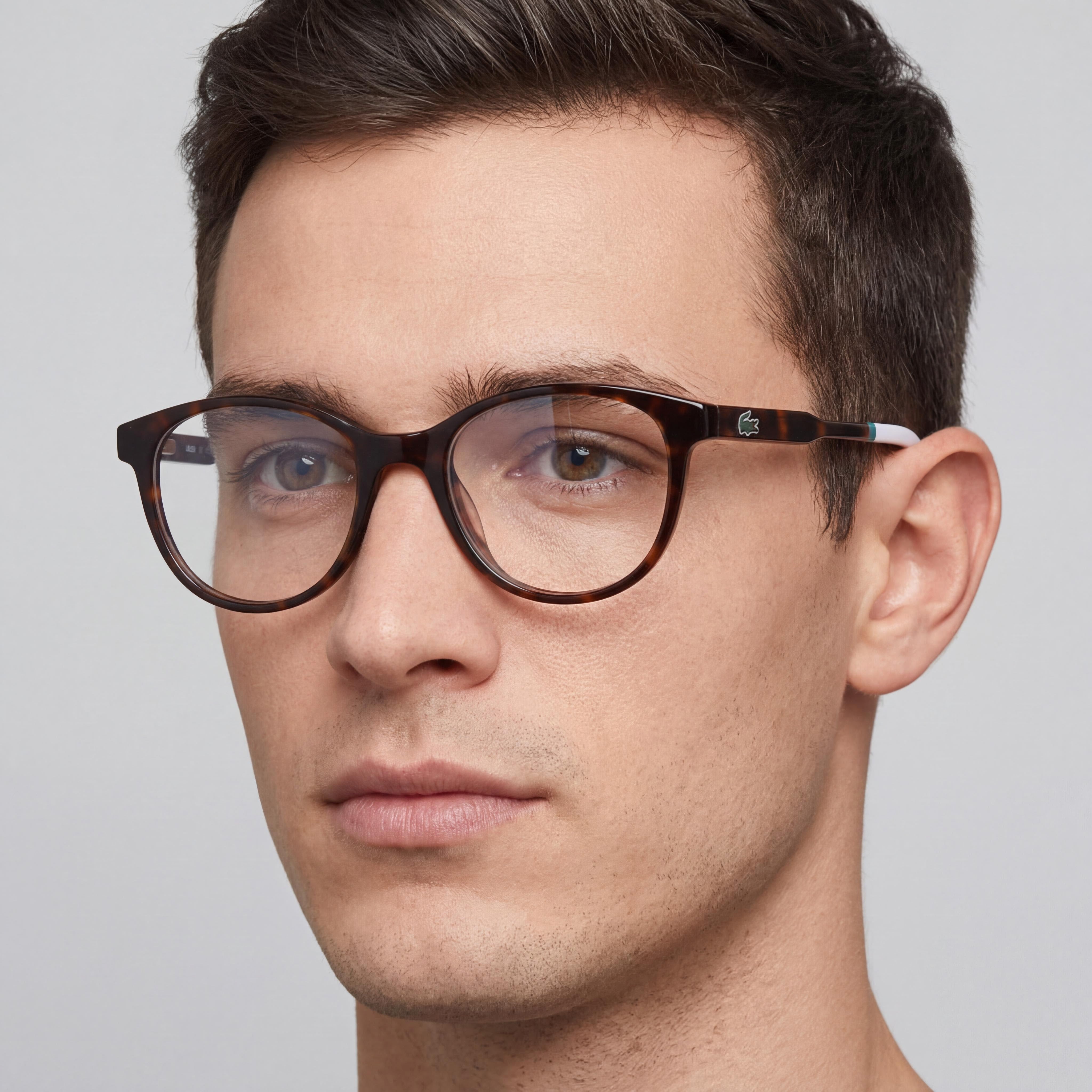 Montura de gafas Lacoste Modern Unisex Havana de plástico con lentes de demostración sin receta, 48 mm, Photo 4
