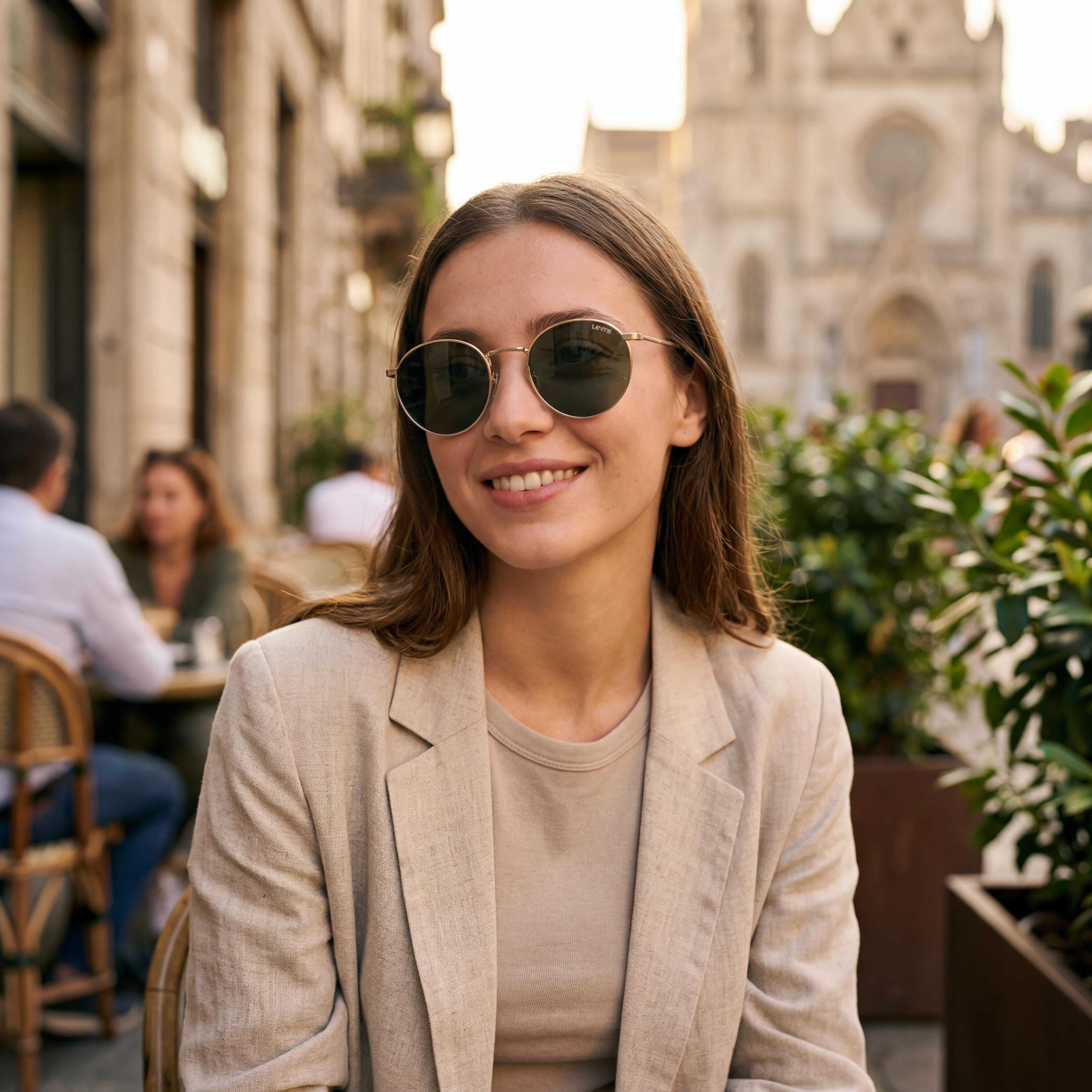 Gafas de sol Levi's LV 1005/S para mujer, armazón de acetato dorado, lentes de policarbonato doradas con protección UV, 52 mm, Photo 5