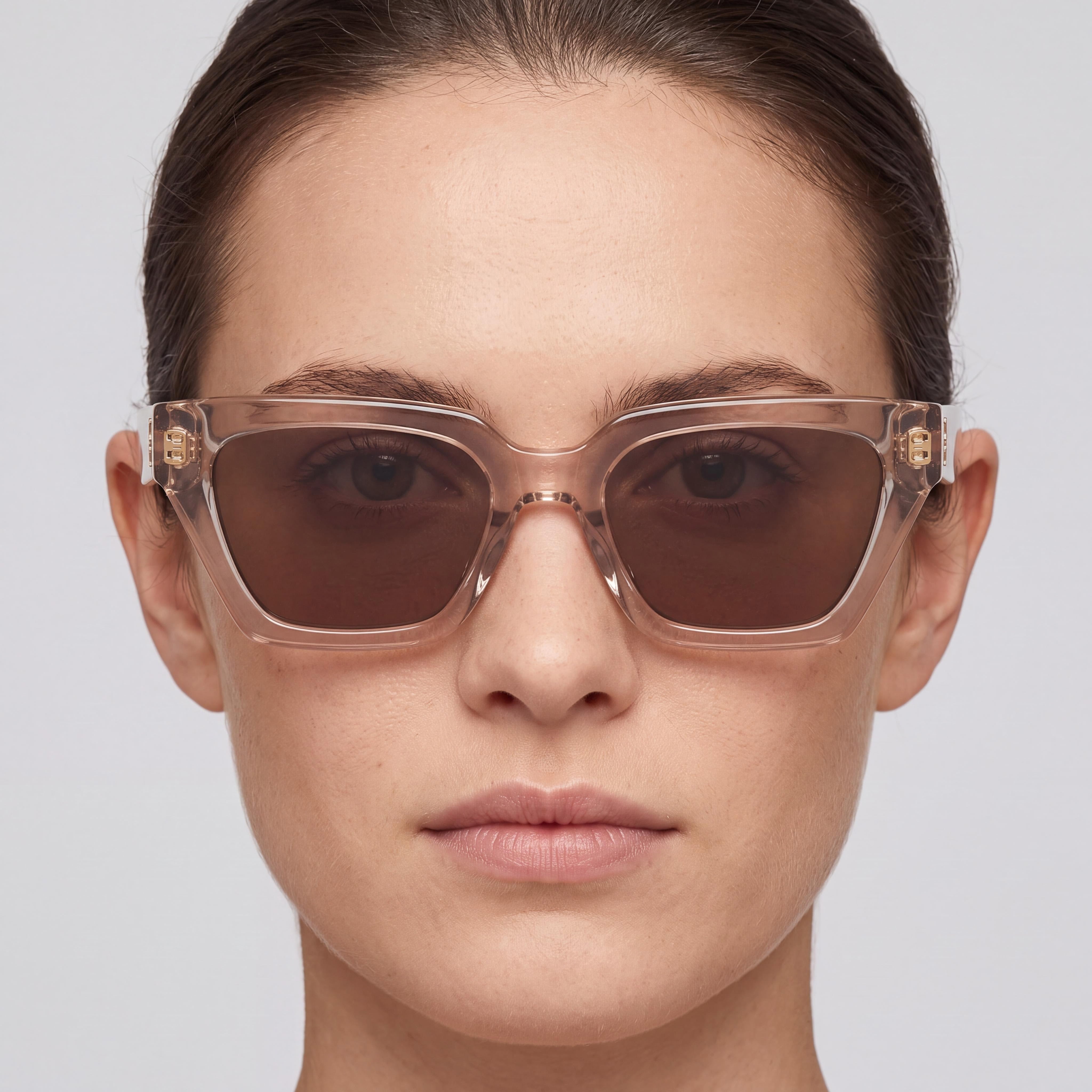 Gafas de sol Tommy Hilfiger casual para mujer, montura de acetato color carne, lentes marrones, protección UV, 52-19-140, Photo 4