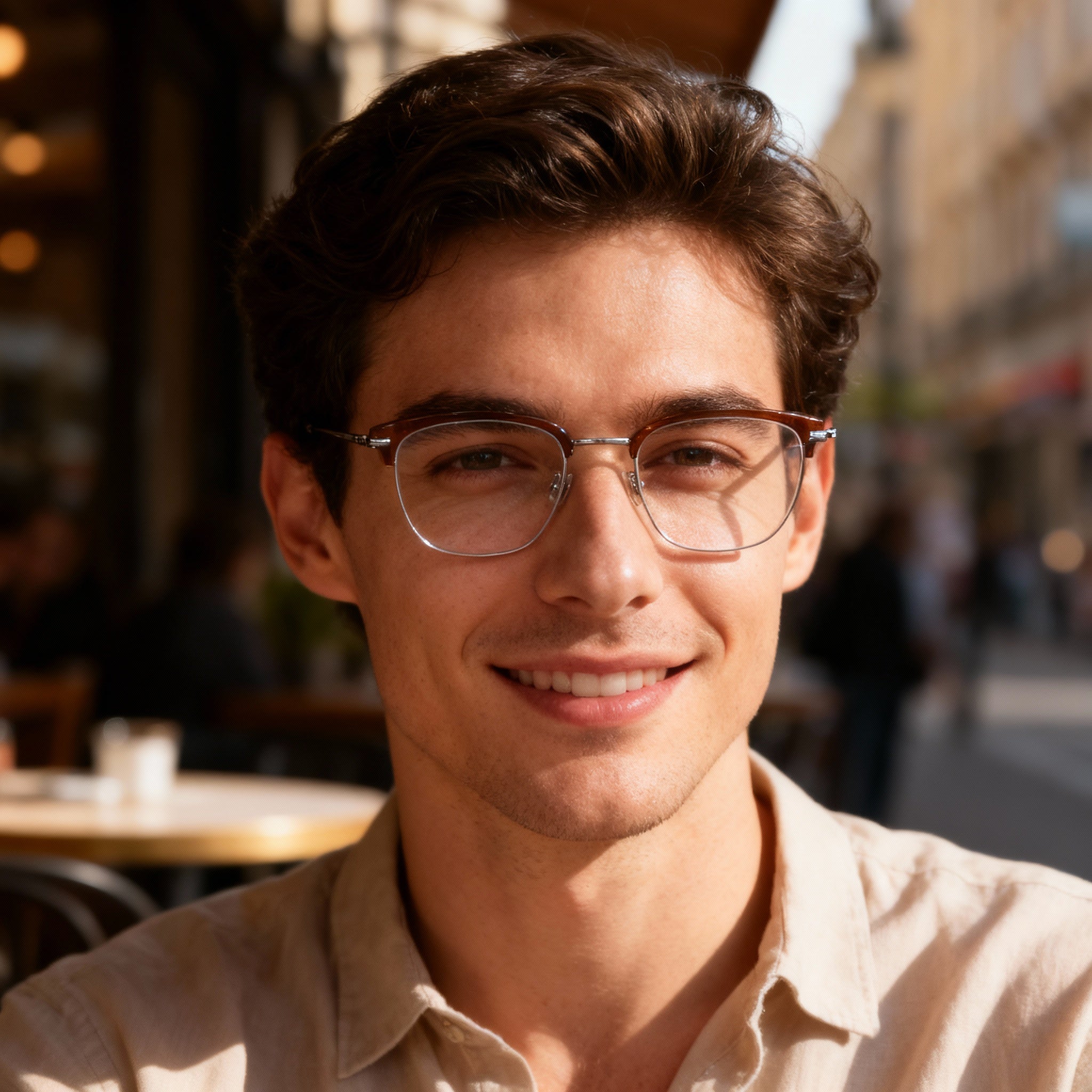 Police Men's Casual VPLL64 Eyeglass Frame in Palladium Metal with Clear Lenses, Size 51-19-145, Photo 5