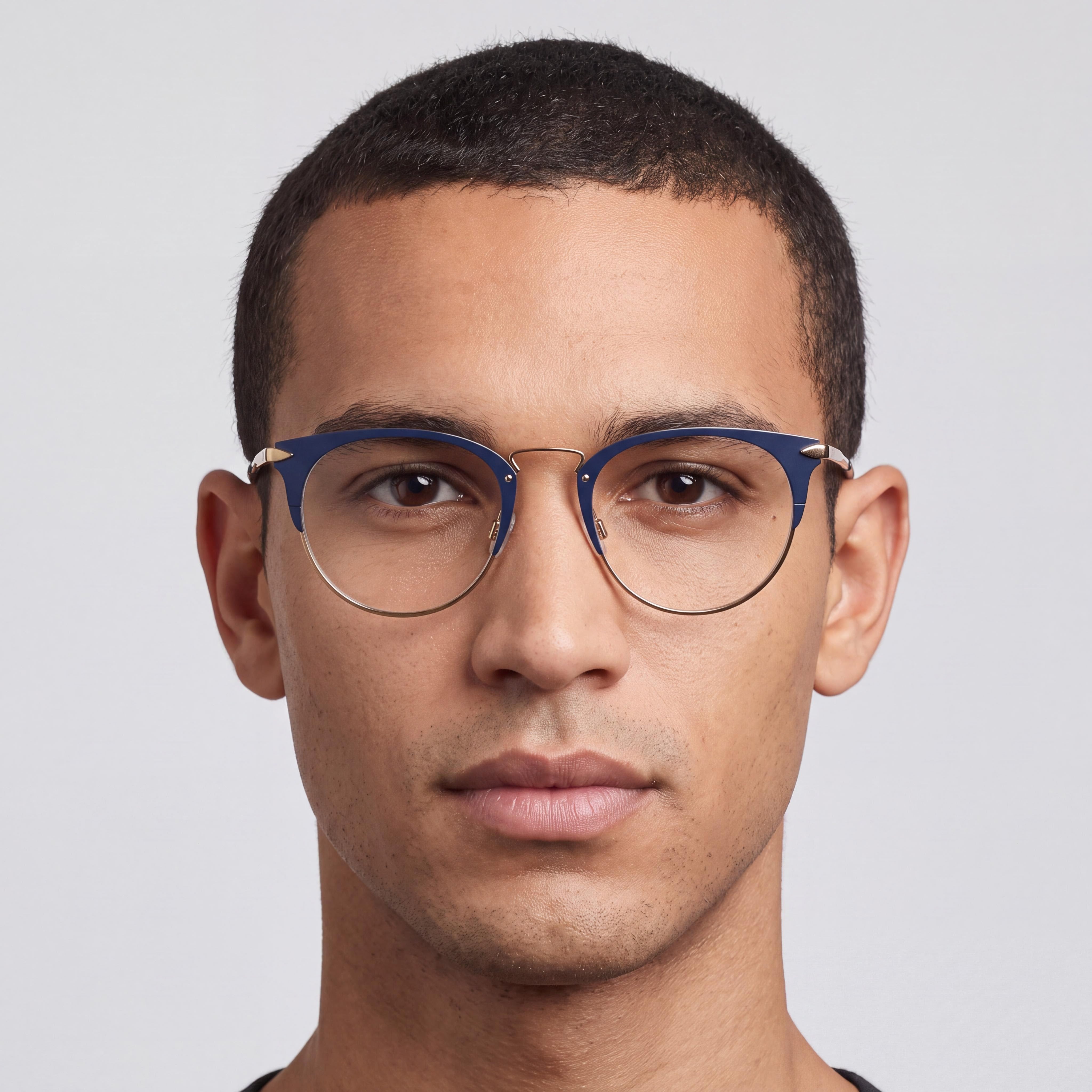 rag & bone Rnb 3016 Women's Blue Gold Metal Full Rim Oval Eyeglasses with Clear Lenses 49mm, Photo 3