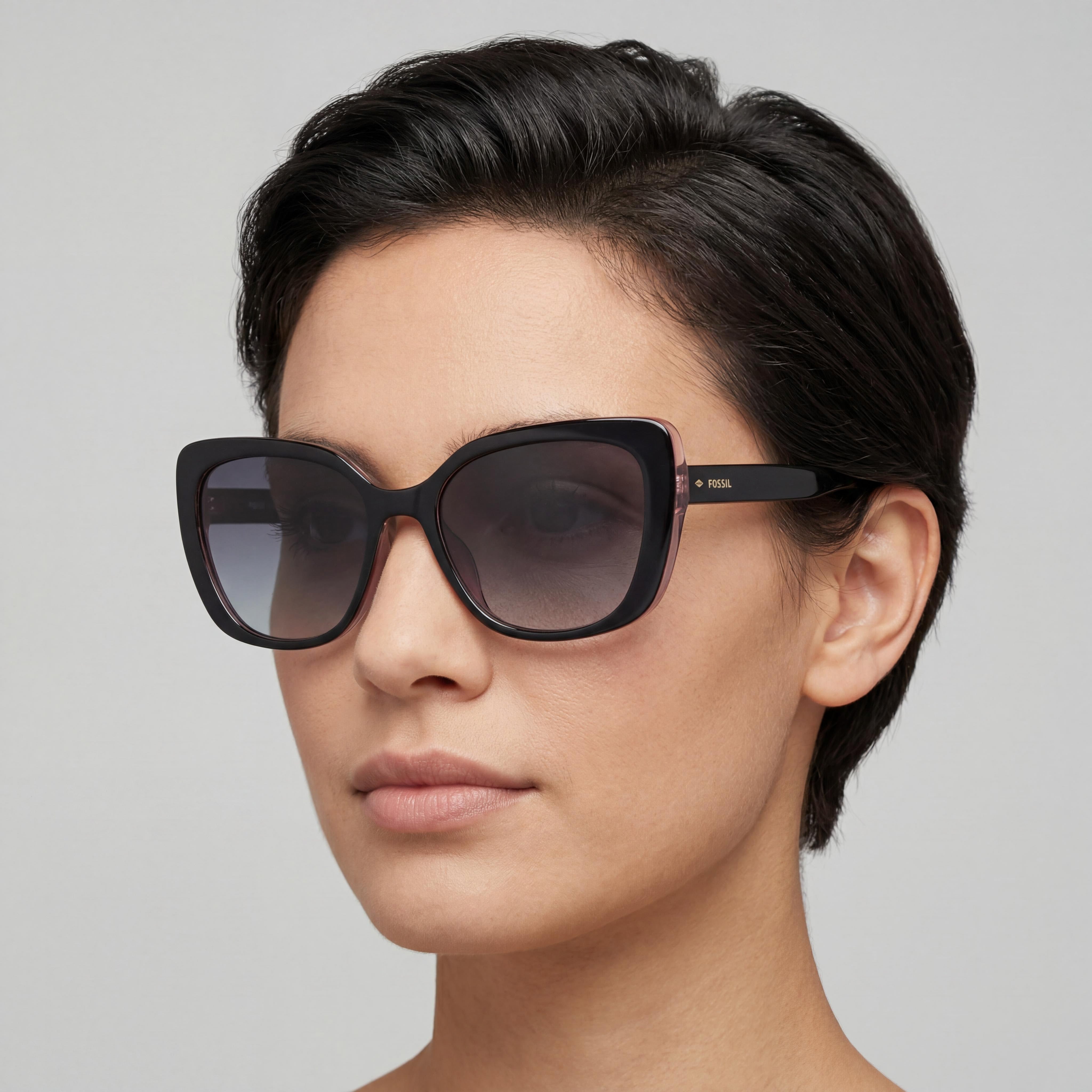 Fossil FOS 3143/S Black Rectangle Sunglasses for Women, 55mm, Photo 5