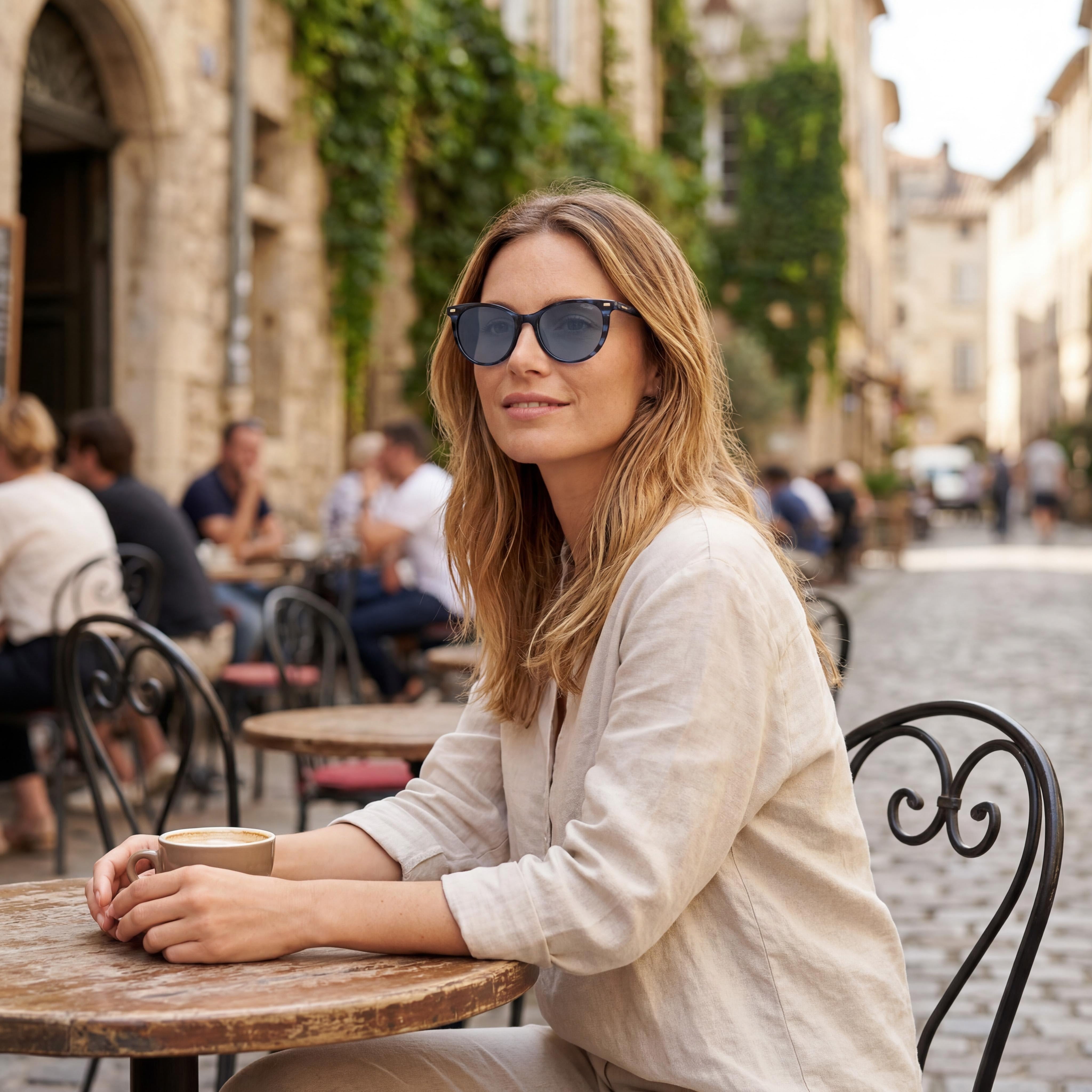 Gafas de sol polarizadas con protección UV para mujer Polaroid Pld 4107/S, poliamida ecológica azul Habana, 52 mm, Photo 6