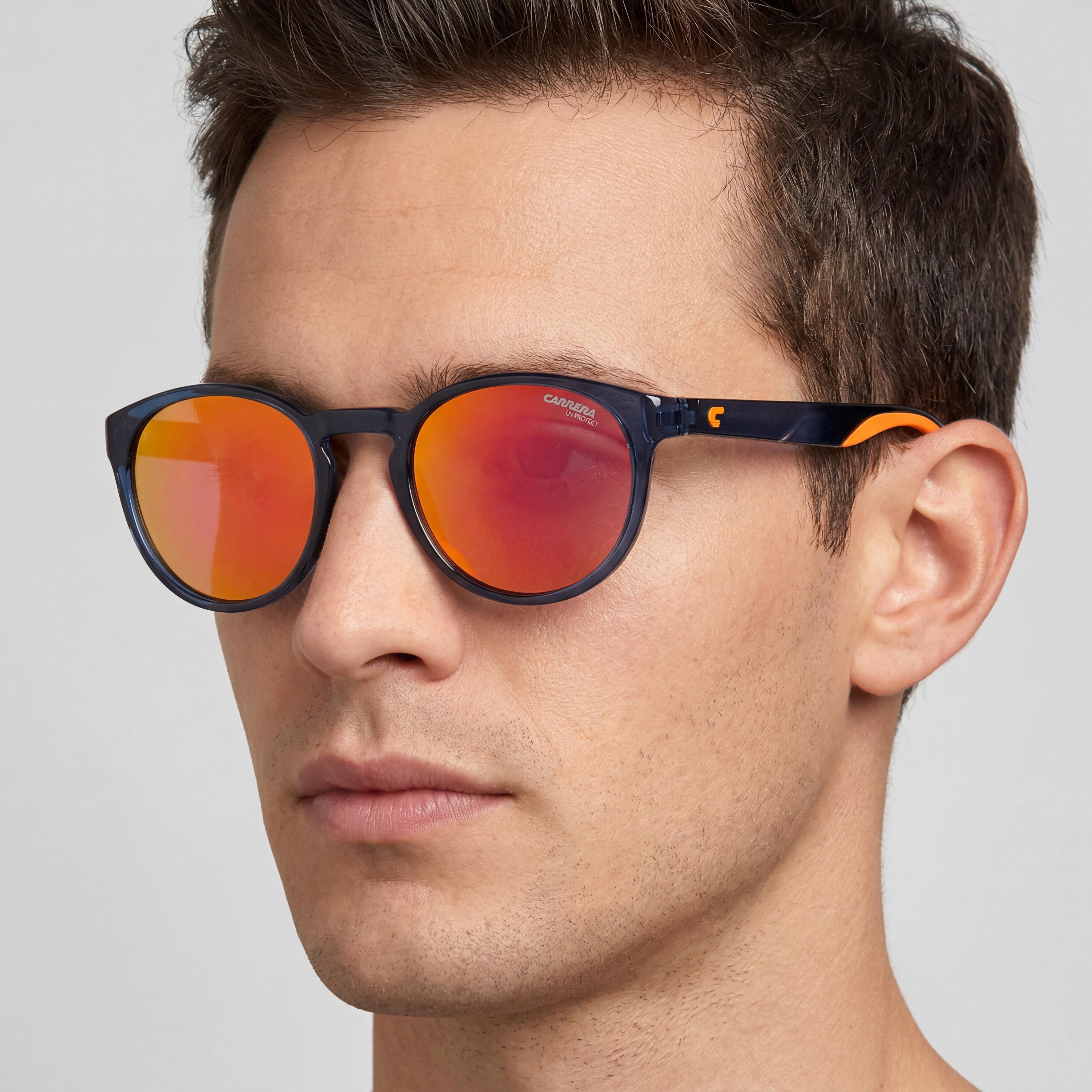 Carrera 8056/S Men's Blue Frame Mirror Fire Red Polycarbonate Non-Polarized Lenses UV Protected 51mm Sunglasses, Photo 5