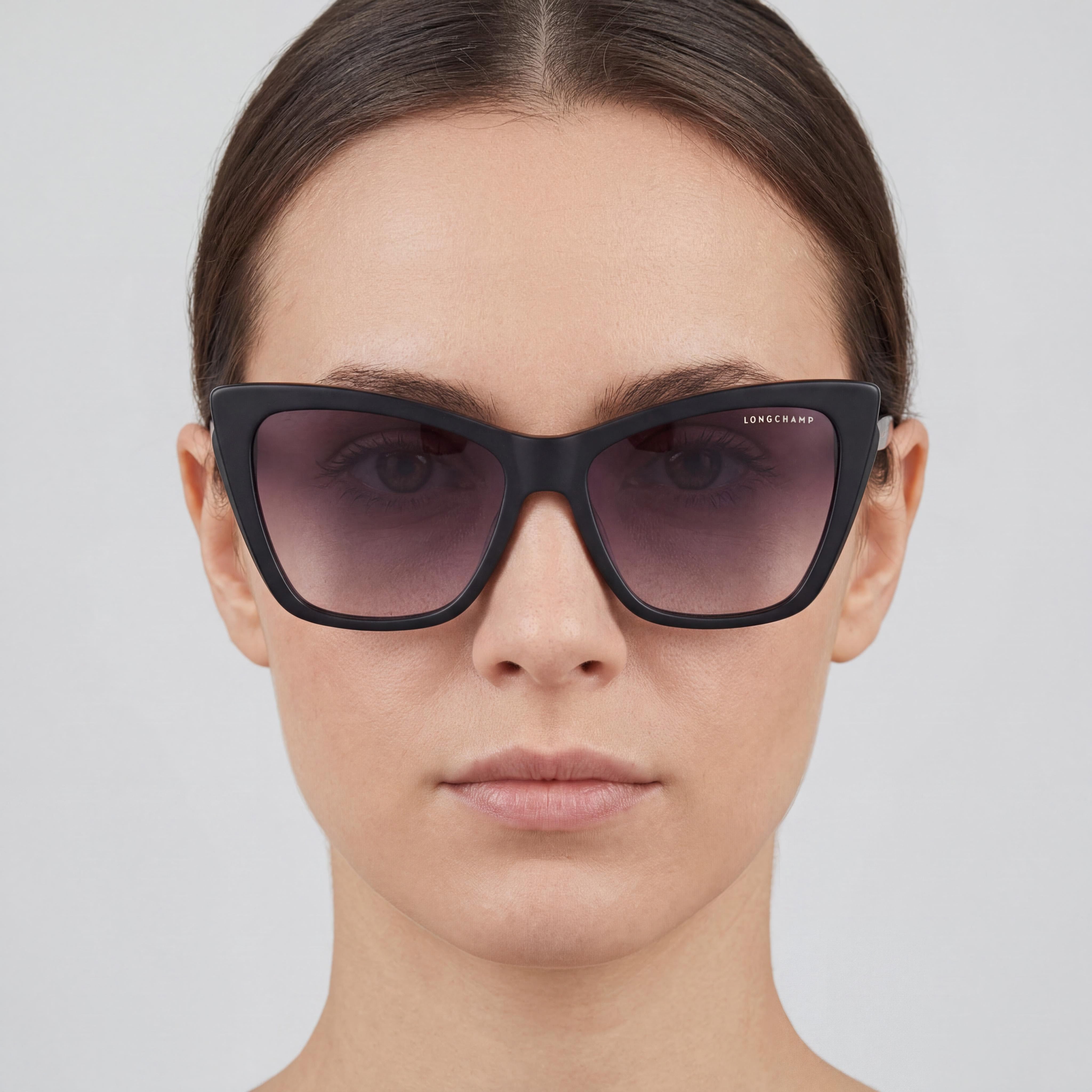 Gafas de sol Longchamp LO669S para mujer, rectangulares modificadas, de plástico, no polarizadas, color negro y gris degradado, 56 mm, Photo 5