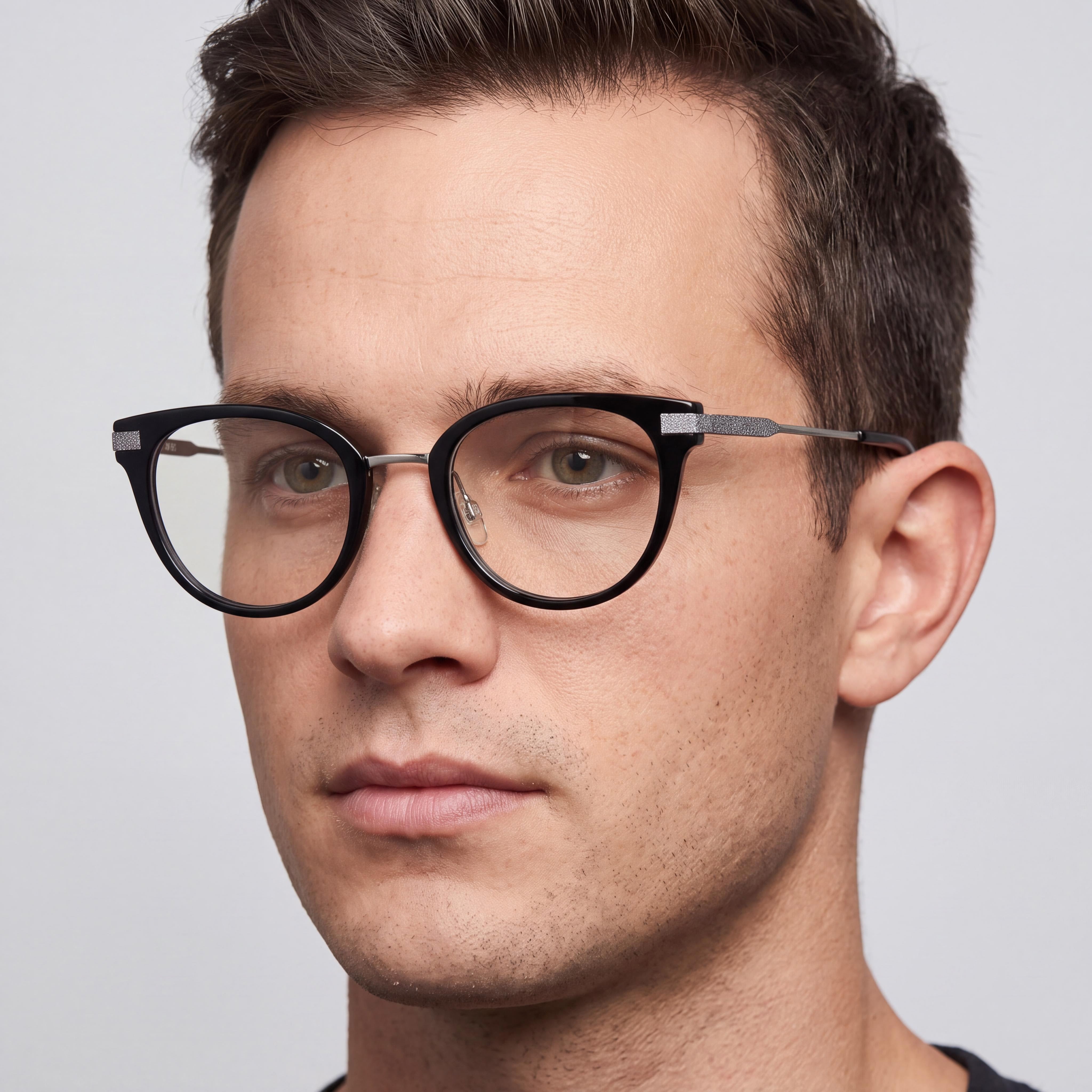 Gafas ópticas Jones New York para hombre, montura cuadrada suave de plástico negro, lentes de demostración transparentes 50-22-140, Photo 4
