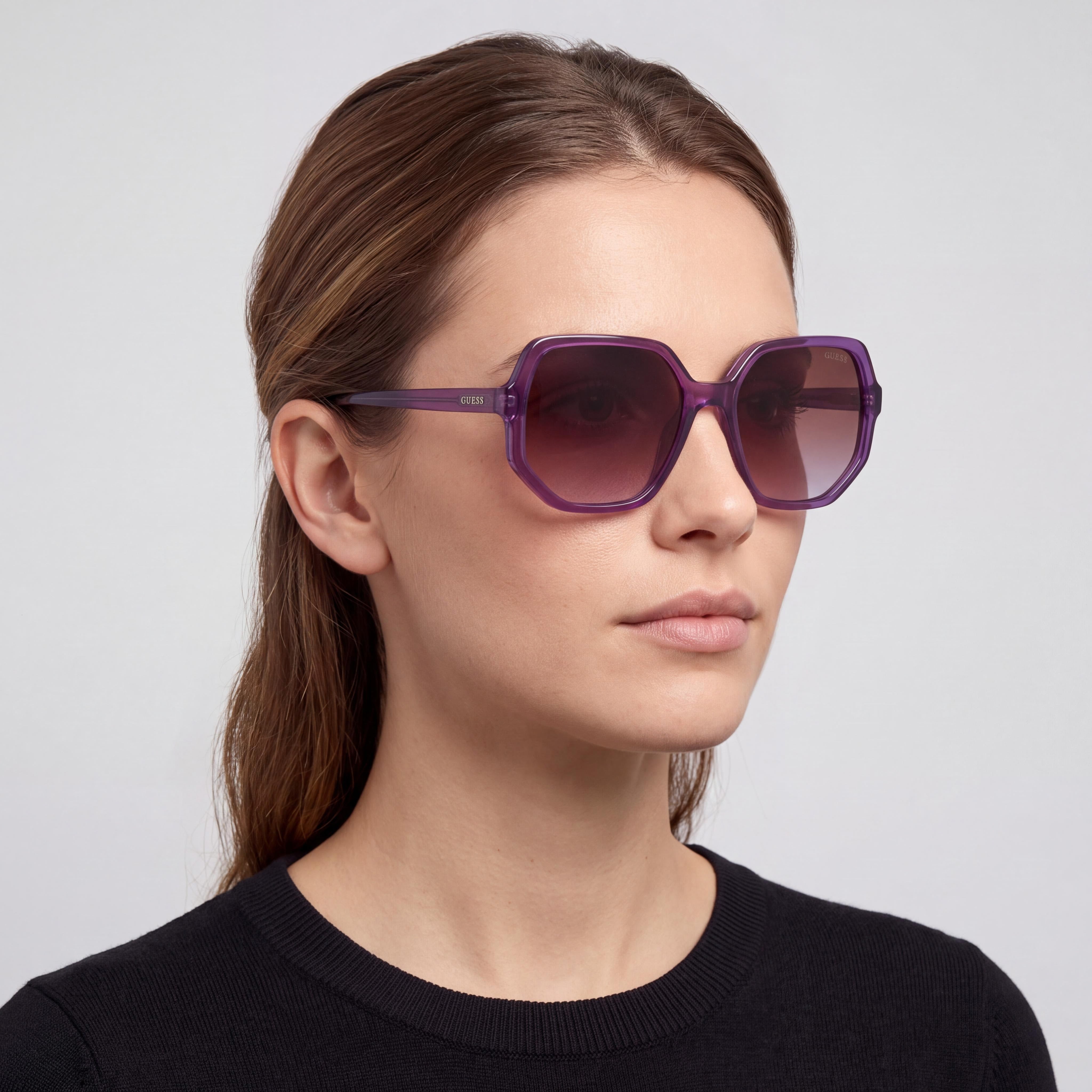 GUESS GU7773 Casual Women's Plastic Violet Frame Gradient or Mirror Violet Polycarbonate Lens UV Protection Sunglasses 58mm, Photo 4