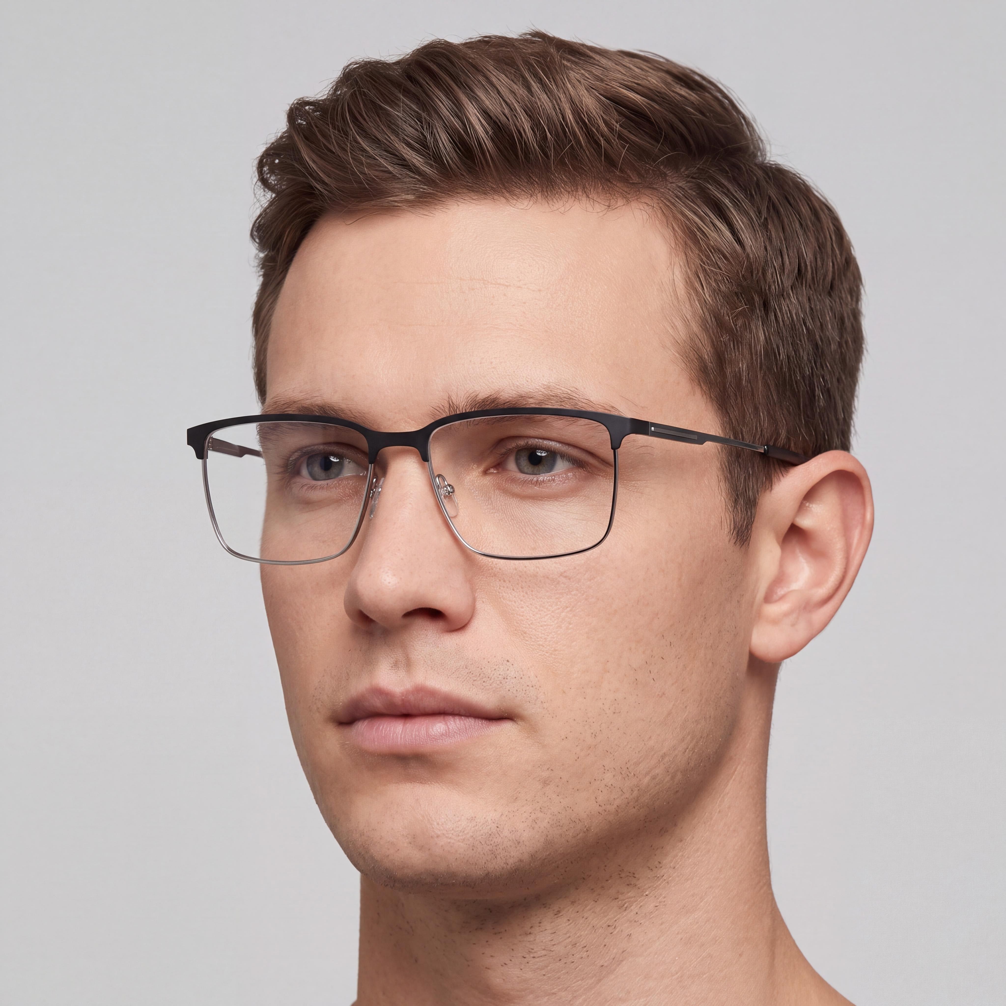Gafas Oftálmicas Lacoste Casual para Hombre de Metal Negro Mate con Lentes Transparentes de Plástico, 55-17-145, Photo 4