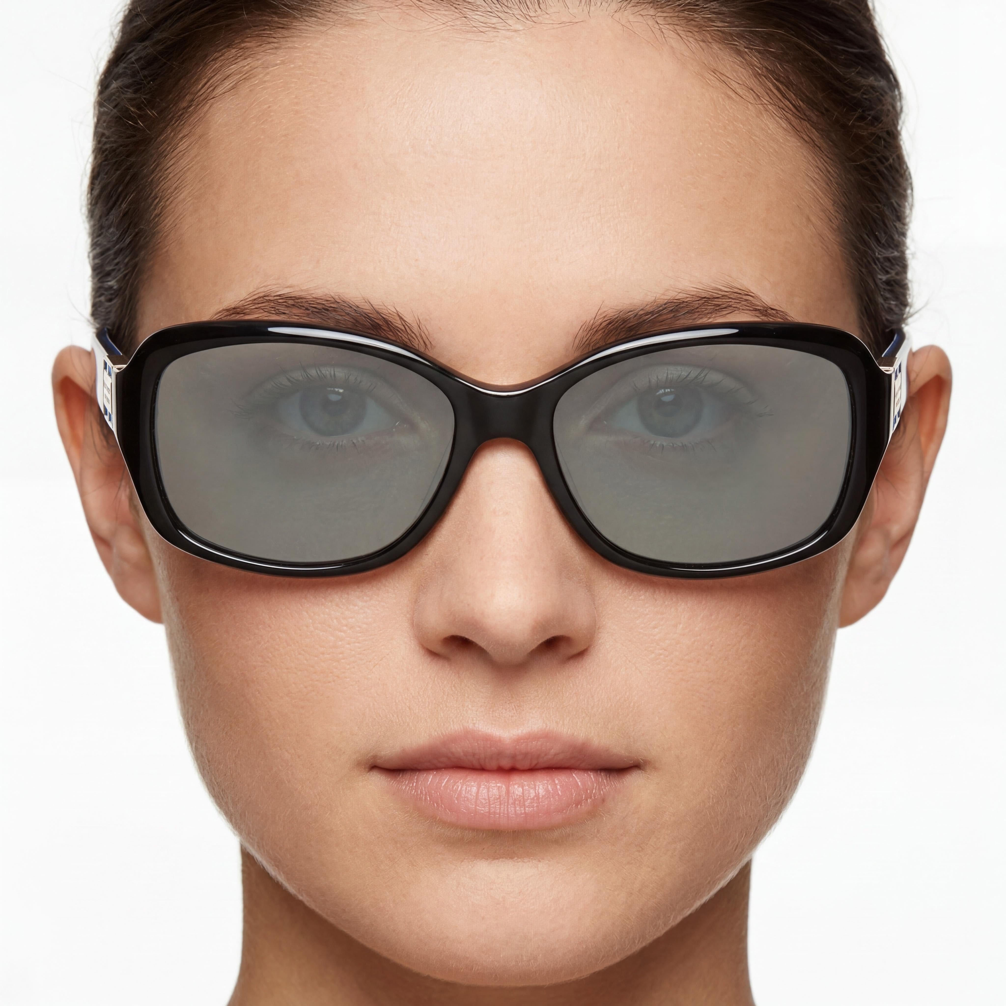 kate spade new york Annika/P/S Gafas de sol de mariposa polarizadas de acetato para mujer 100% UV, montura negra y azul, lente gris 56 mm, Photo 5