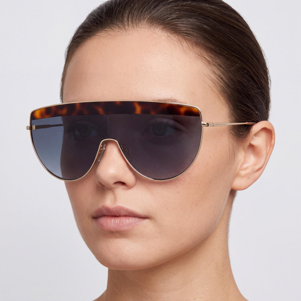 Tommy Hilfiger TH 1807/S Women's Gold Stainless Steel Shield Dark Gradient Grey UV Protection Sunglasses 99mm, Photo 4