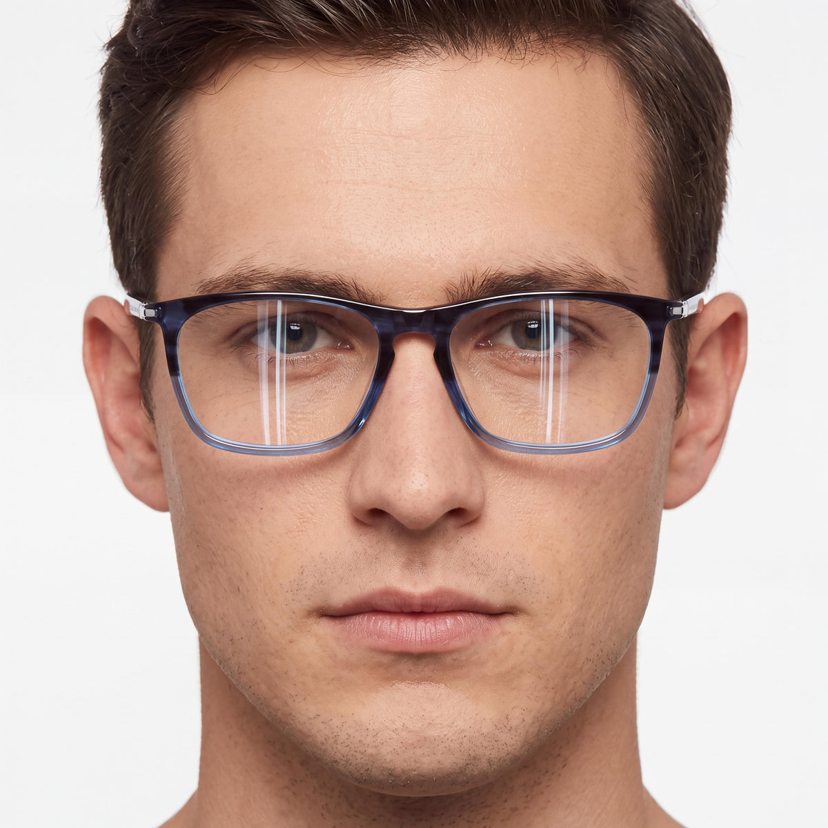 Hugo Boss Modern Collection Men's Eyeglasses with Blue Havana Acetate Frame, Full Rim Square Design, Size 55, Photo 4