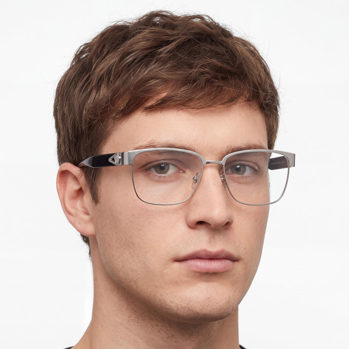Versace 0ve1306 Unisex Classic Rectangular Metal Eyewear, Silver Frame with Silver Brushed Polycarbonate Lenses, 55mm, Photo 4