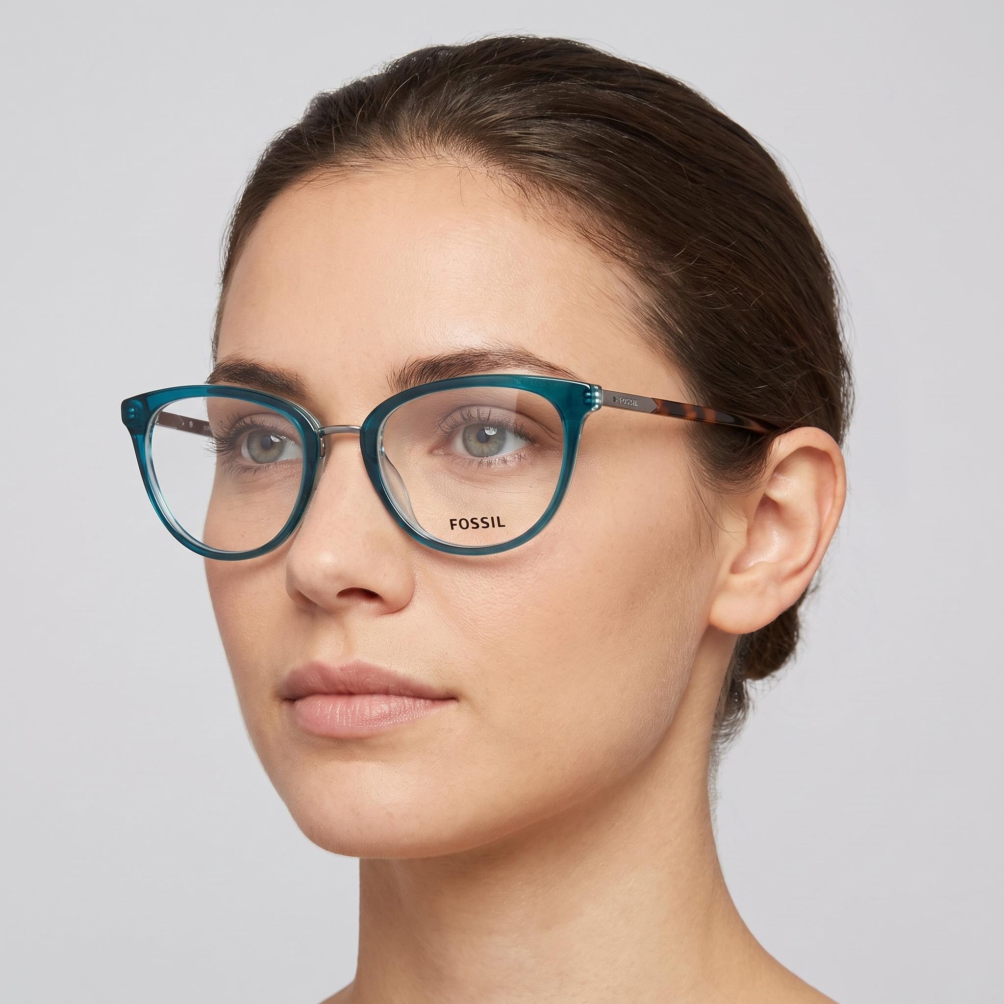 Montura óptica de acetato Fossil FOS 7123 para mujer, color aguamarina con cristales, 52 mm, Photo 4