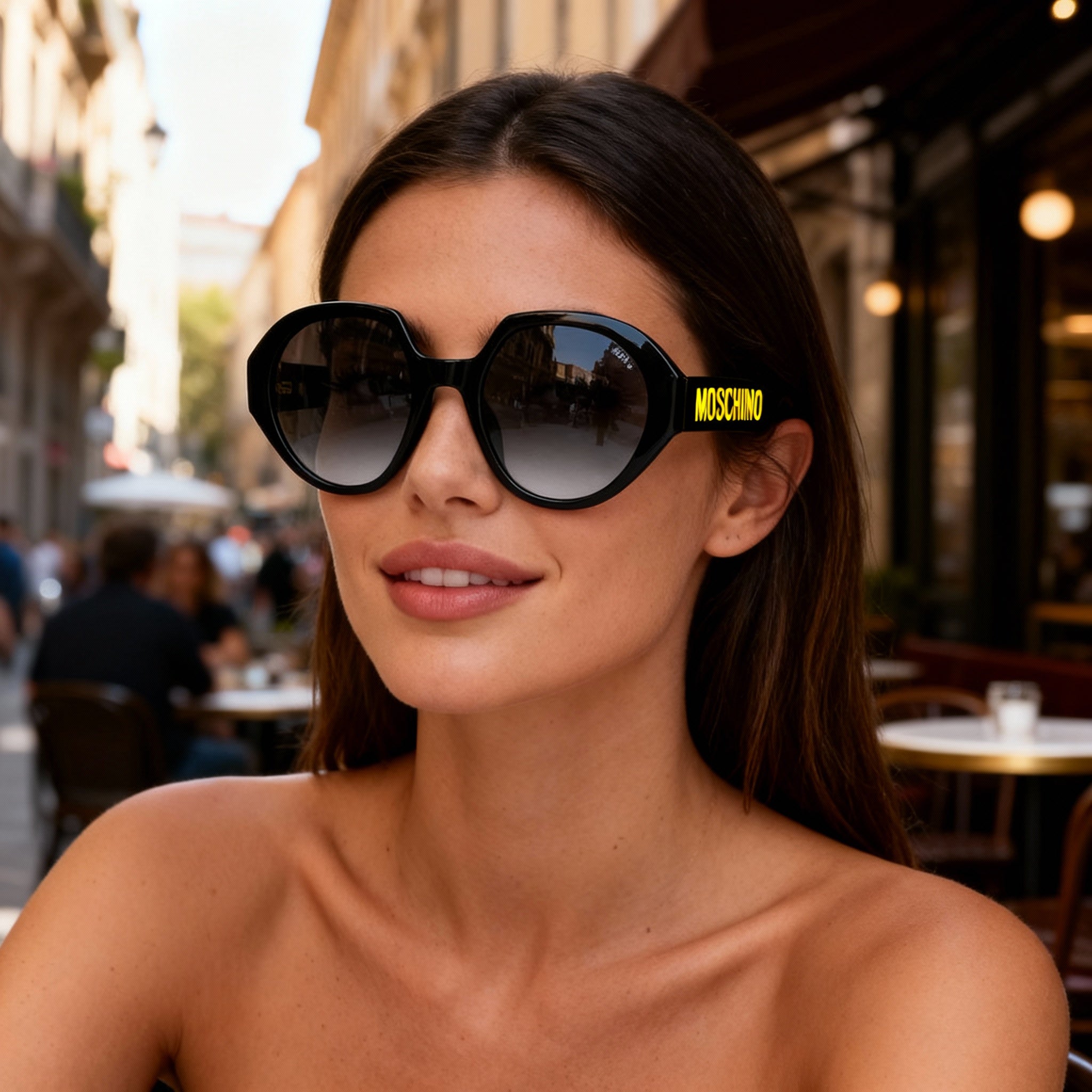 Moschino Mos126/S Women's Black Acetate Frame Non-Polarized Gradient Dark Grey Shaded Sunglasses 53-22-140, Photo 4