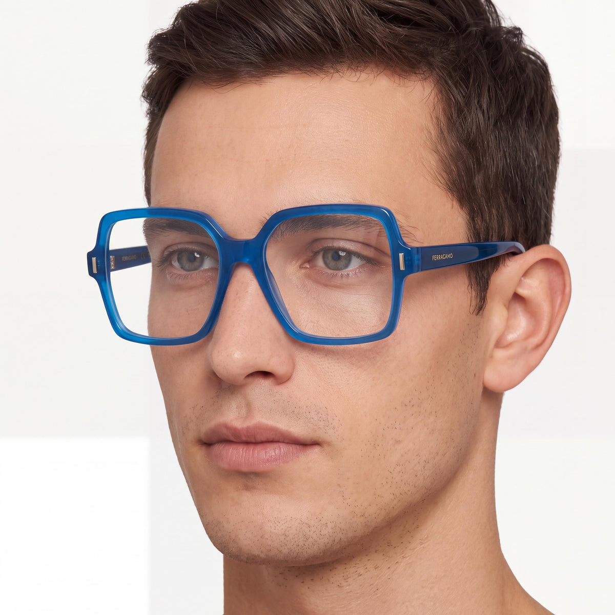 Gafas Salvatore Ferragamo para hombre Sf3031 con montura de acetato azul opalino, 56-17-145 mm, Photo 5