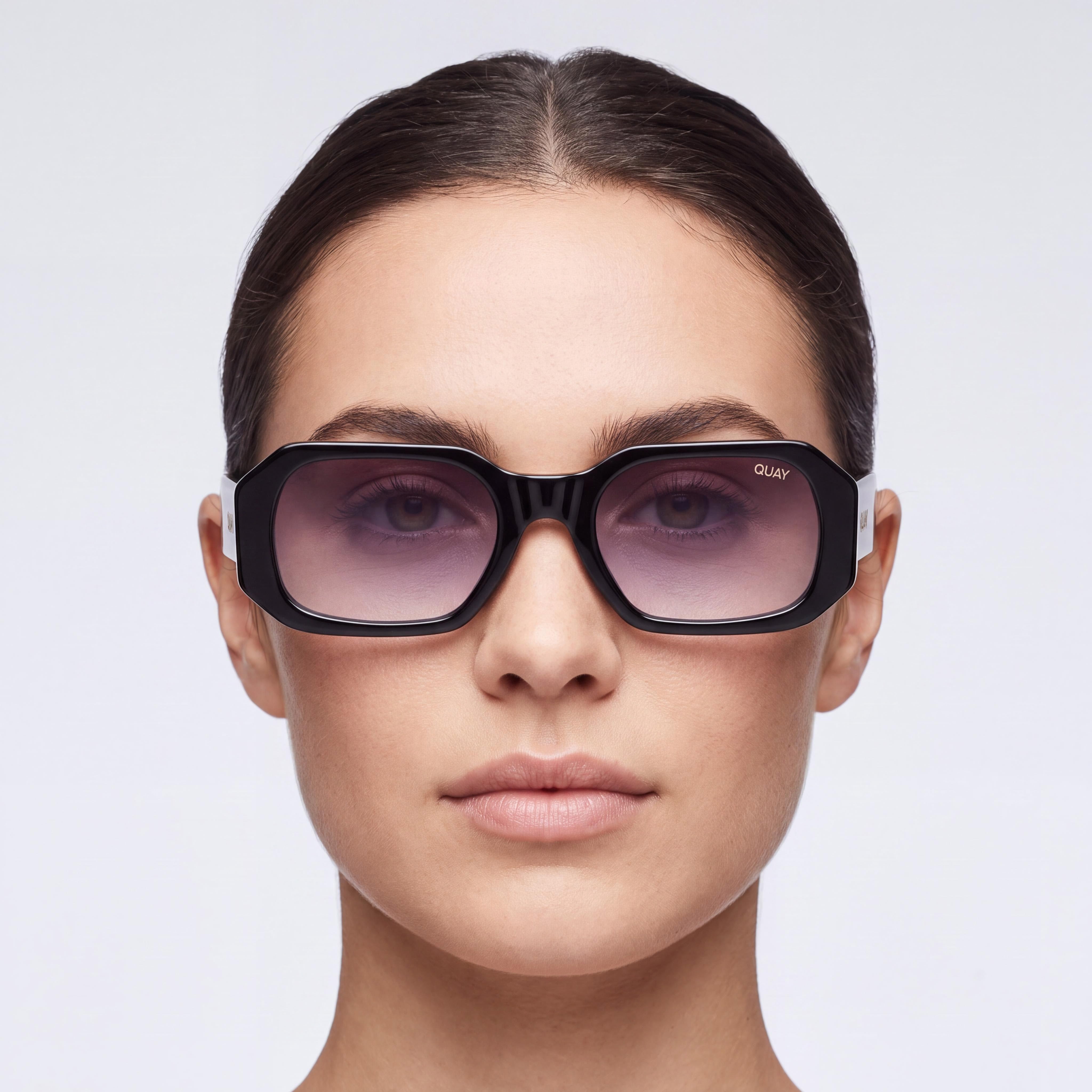 QUAY AUSTRALIA Hyped Up Women’s Black Smoke Injection Frame Sunglasses with UV Protection, 144mm, Photo 3