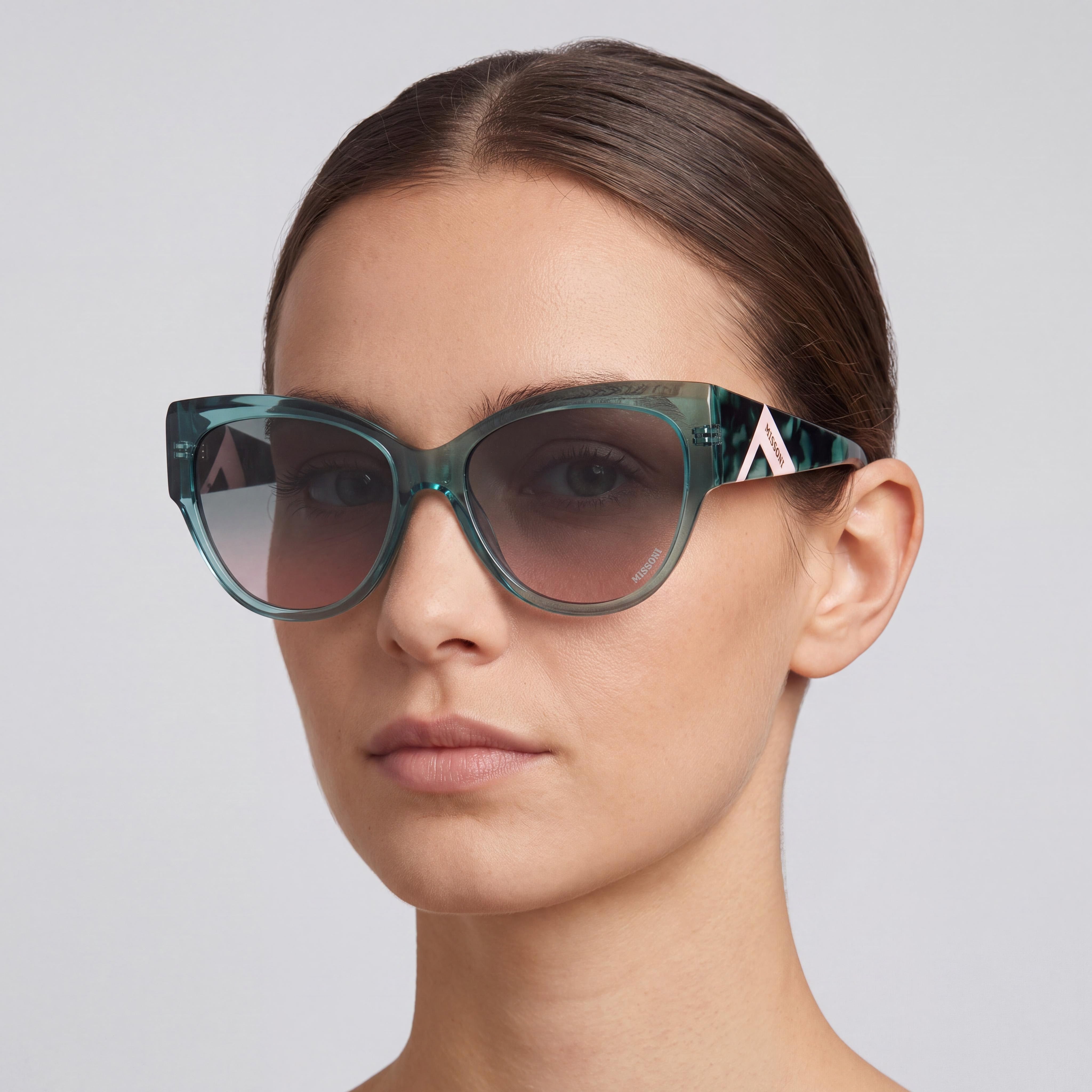 Gafas M Missoni Casual para Mujer, Armazón de Acetato Verde, Micas Verdes y Rosas No Polarizadas, 57mm, Photo 4