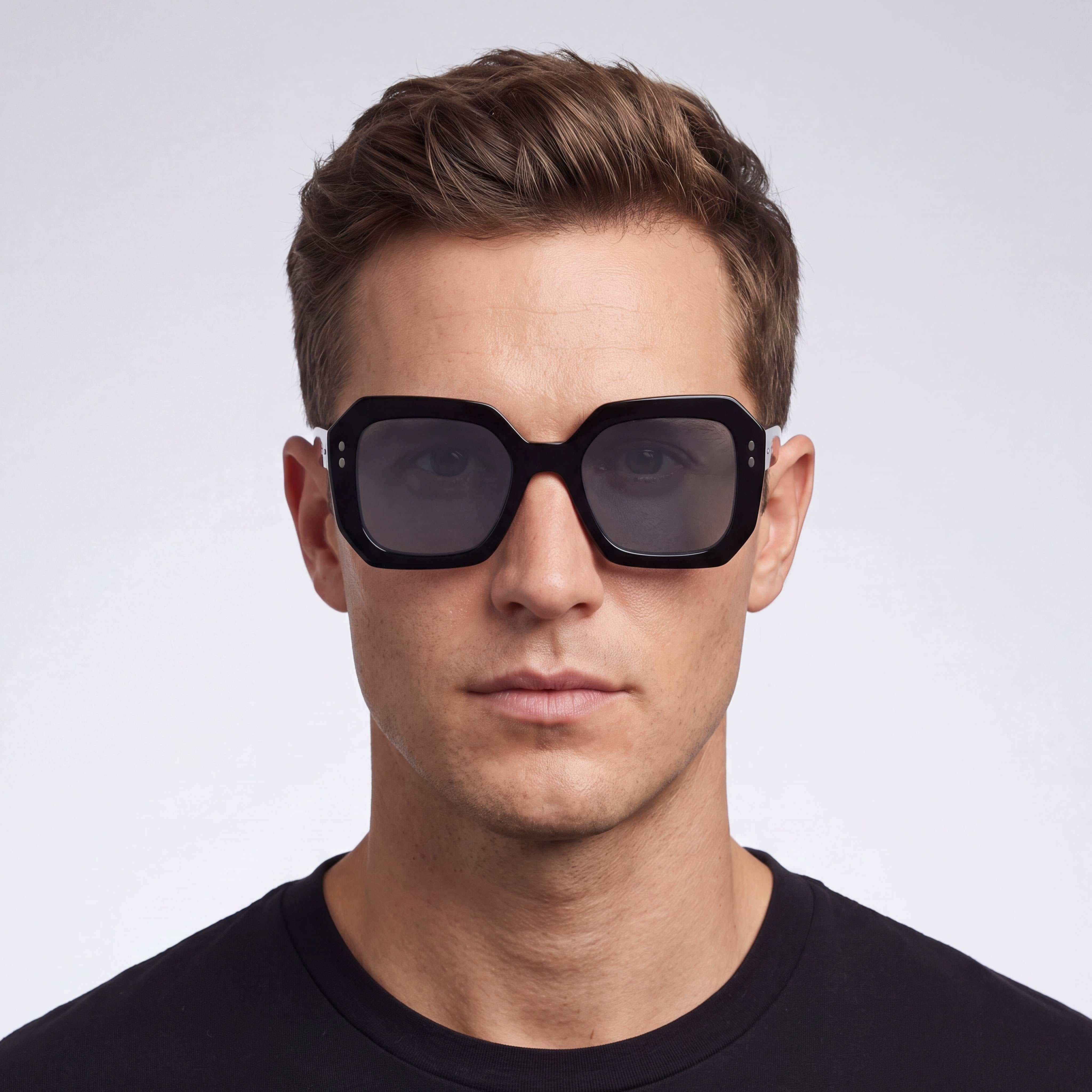 Isabel Marant Casual. Men's Black Metal Frame Sunglasses with Non-Polarized Black Polycarbonate Lenses, 59mm, Photo 5