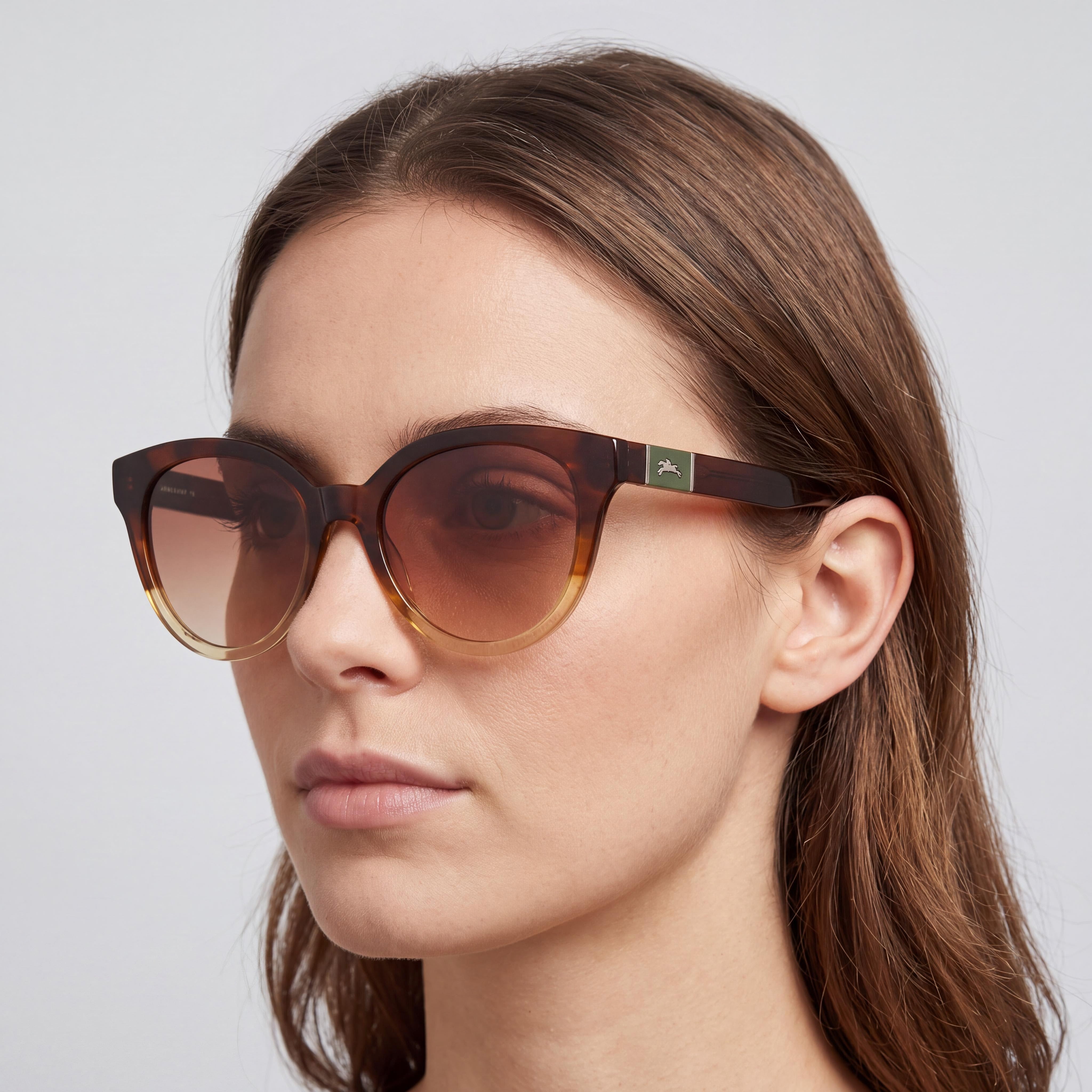 Gafas de sol informales de acetato Longchamp LO697S para mujer, montura miel a rayas, ancho de lente 53 mm, Photo 4