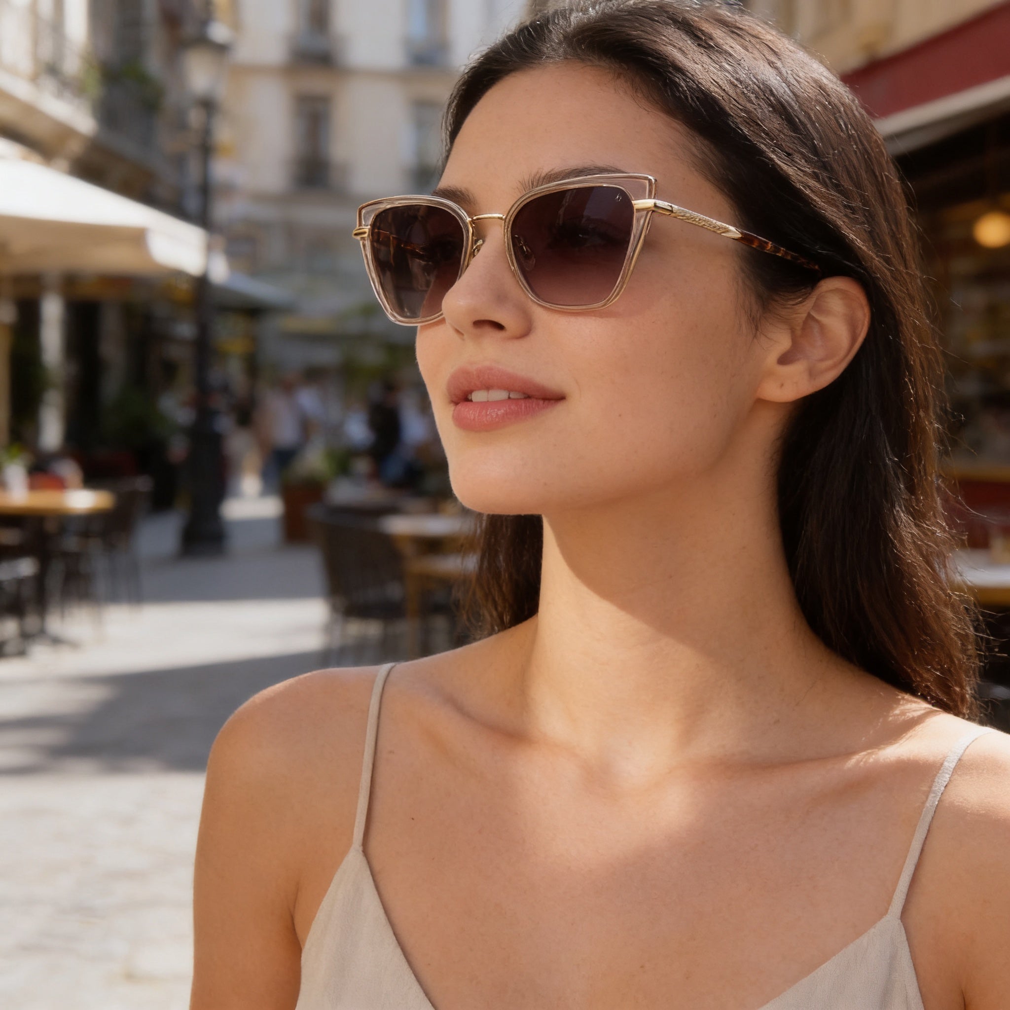 Gafas de sol rag & bone Rnb1057/G/S para mujer con montura de plástico beige, lentes de policarbonato con protección UV, 56 mm, Photo 6