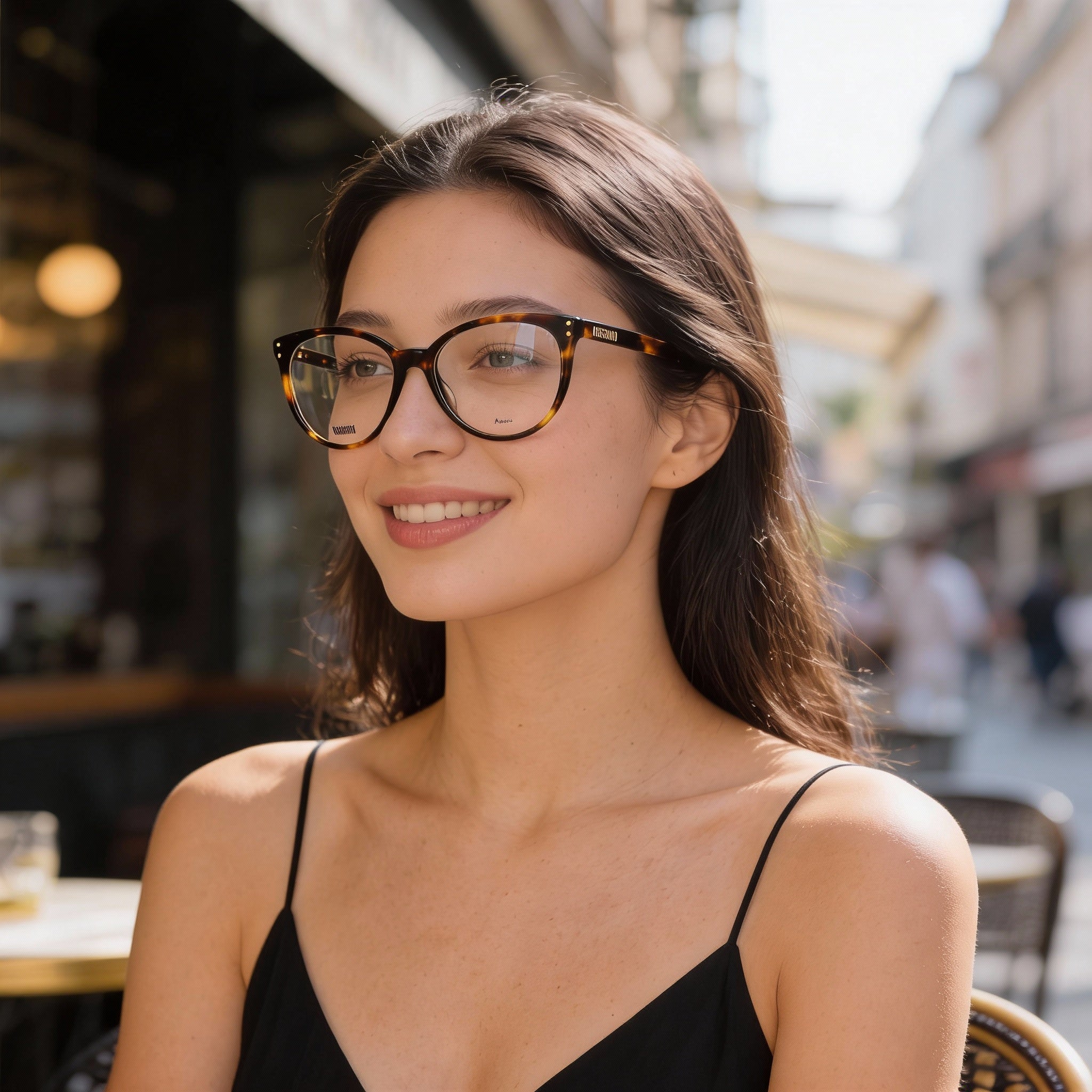 Moschino Women's 535 Optical Eyeglasses Frame in Premium Acetate, Dark Havana, 53mm, Photo 5