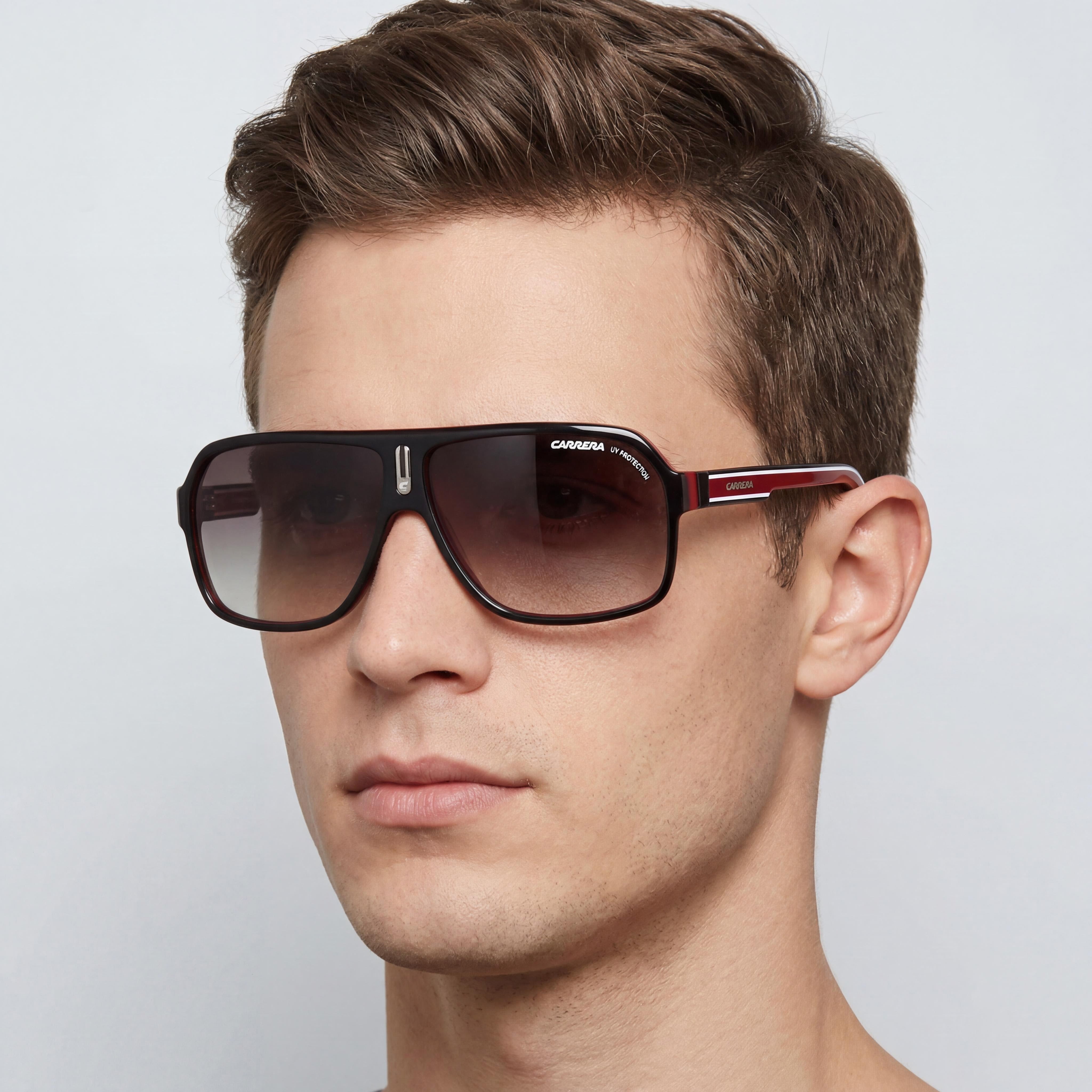 Carrera CARRERA 27 Men's Black Red Crystal White Plastic Frame Dark Grey Shaded UV Protected Sunglasses 62mm, Photo 4