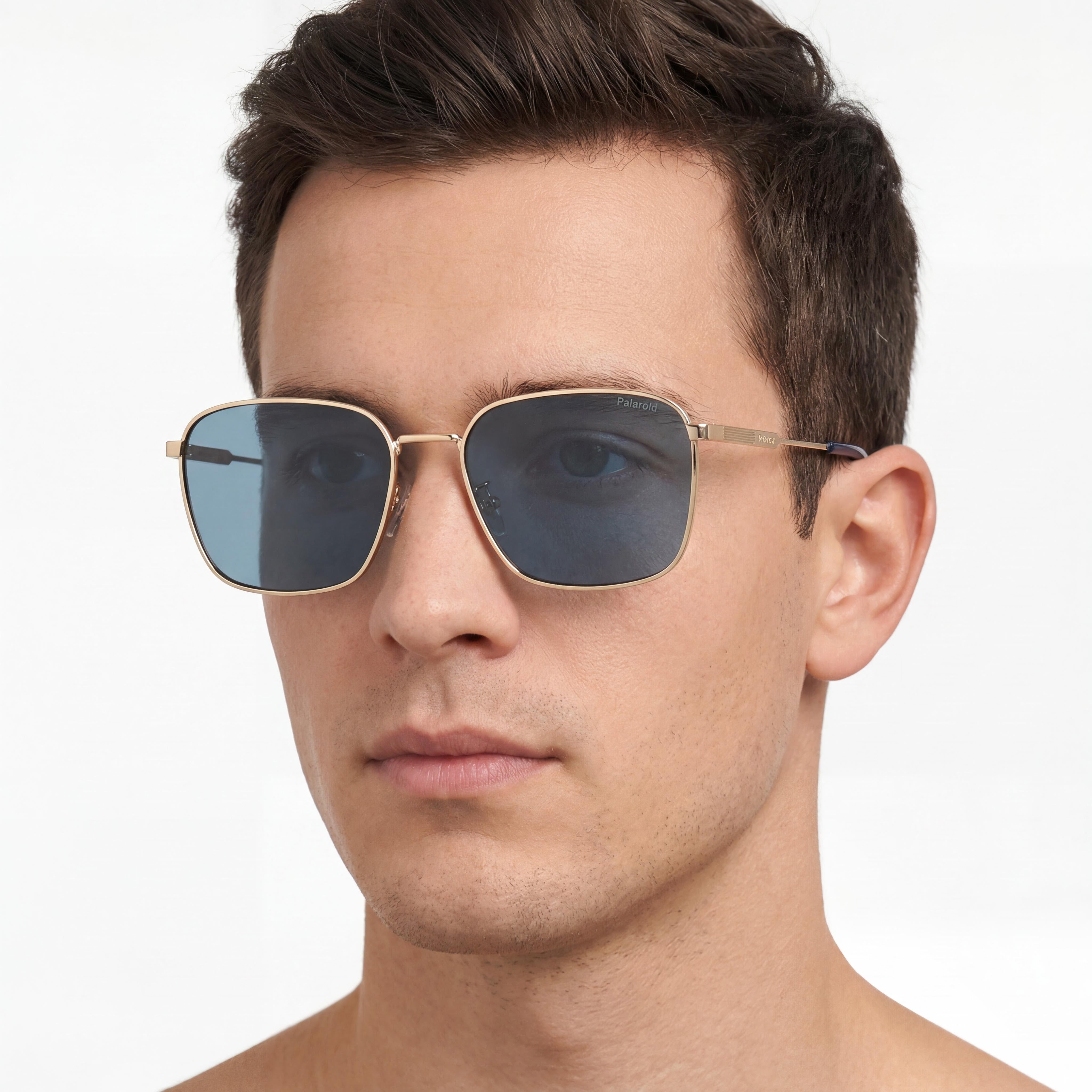 Polaroid PLD 4120/G/S/X-0LKS Gold Square Sunglasses for Men, 61mm, Photo 5