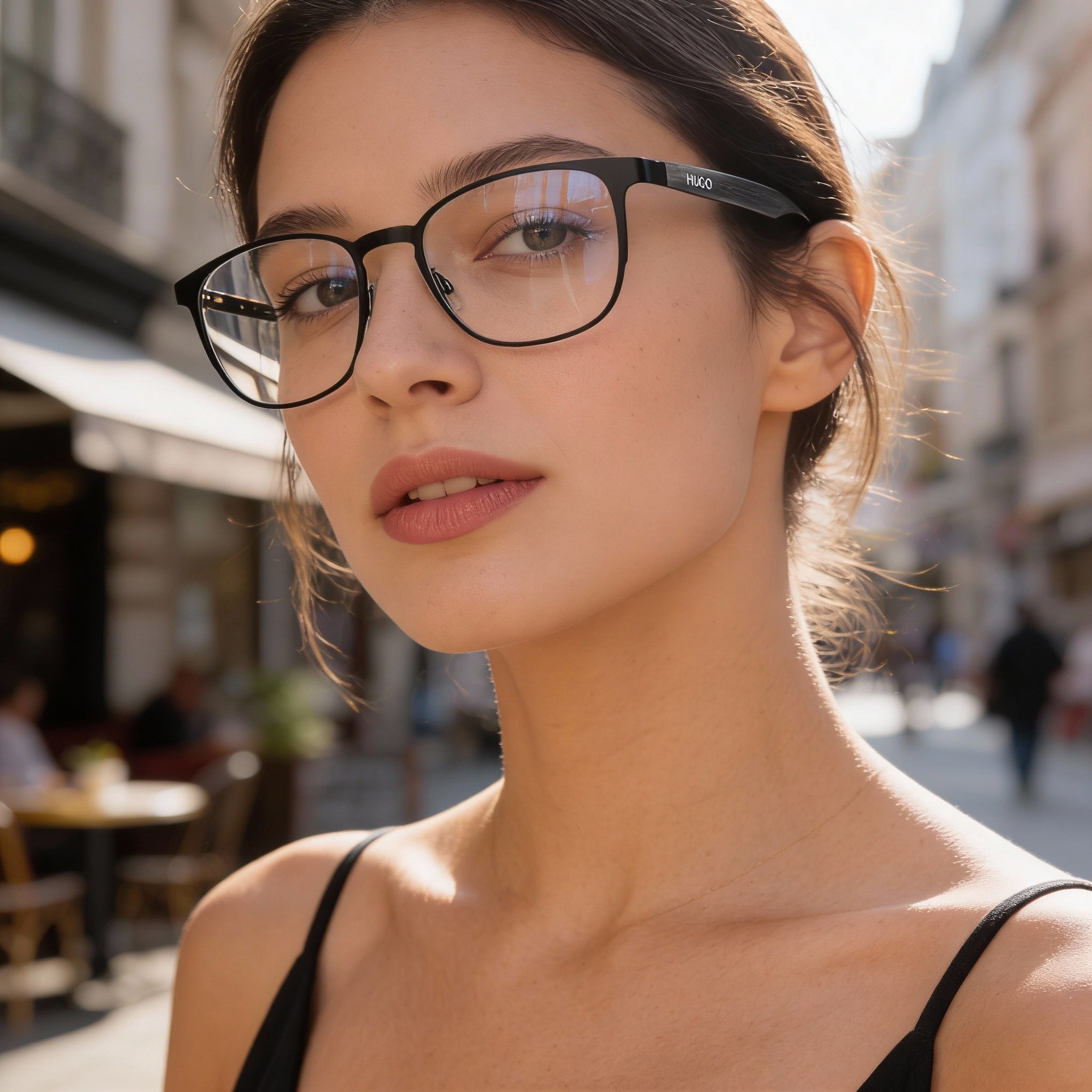 HUGO Hugo 0304 Unisex Matte Black Stainless Steel & Acetate Eyeglasses 53mm, Photo 6