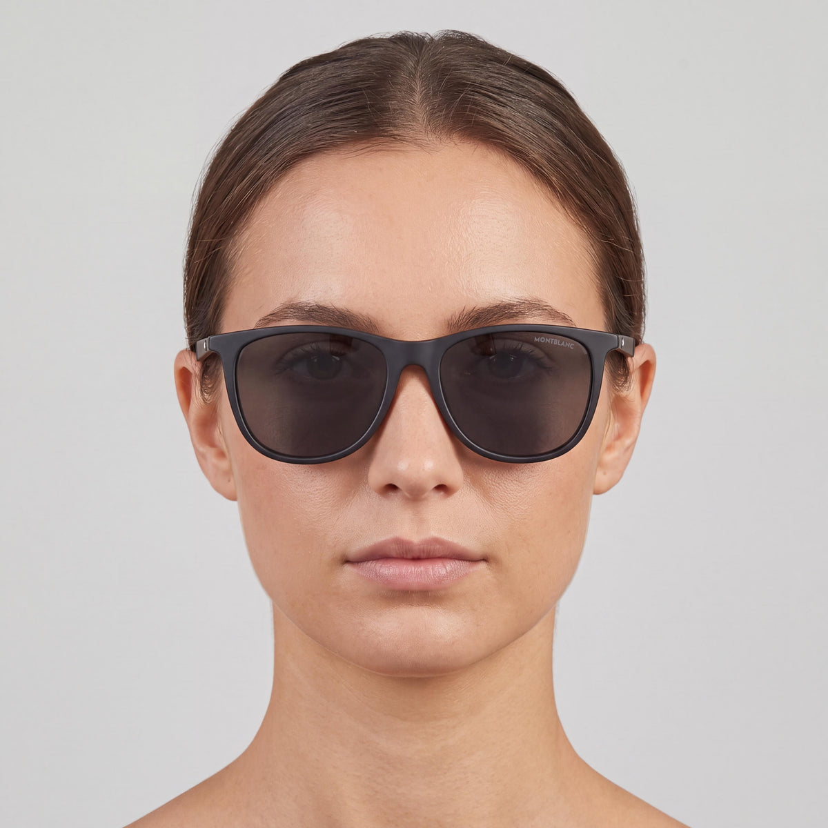 MONTBLANC Mb0330s Women's Black Smoke Plastic Square/Rectangle Sunglasses, 56-17-150mm, Photo 2