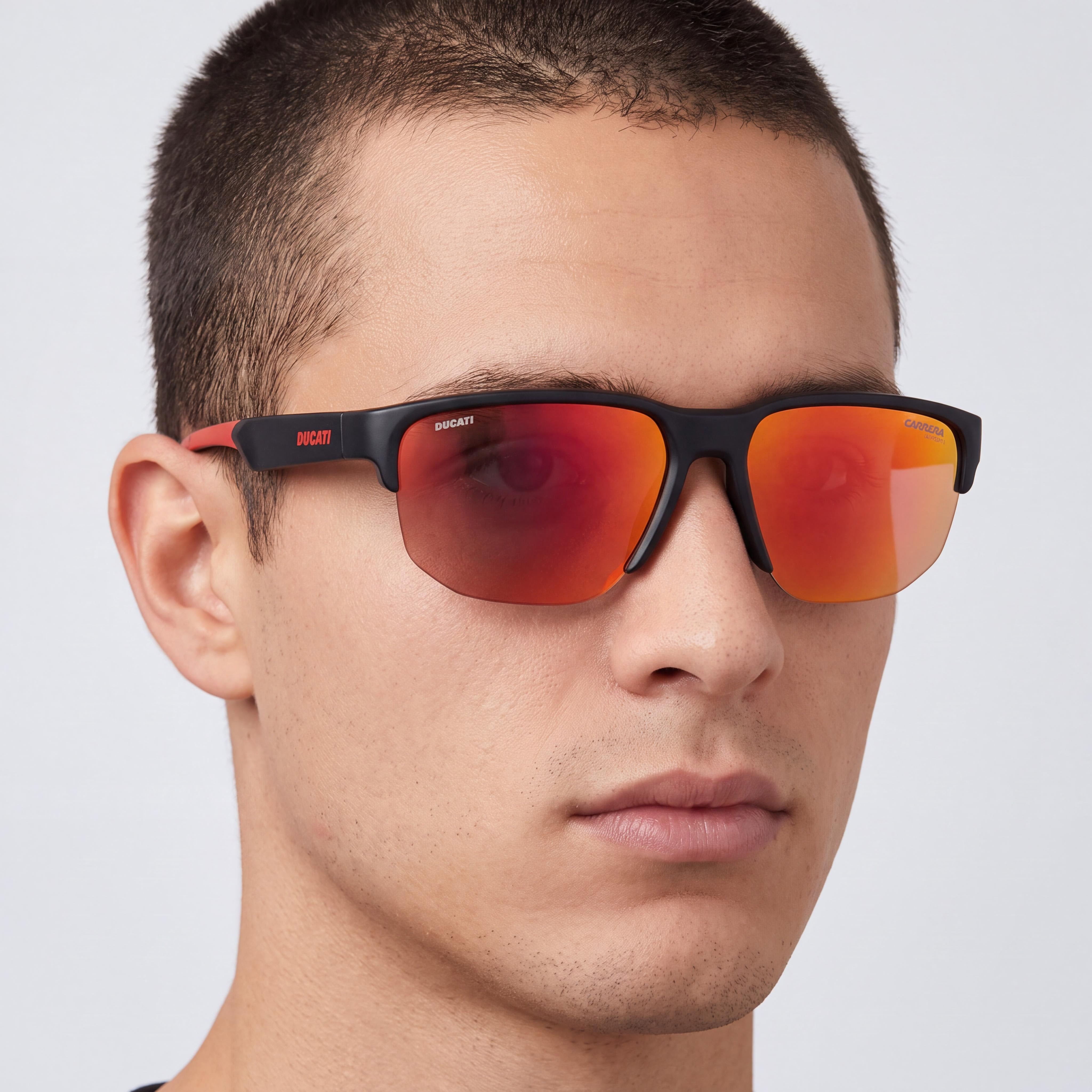 Carrera Ducati CARDUC 028/S Unisex Sunglasses with Black Red Acetate Frame, Gradient Black/Red Lenses, UV Protected, 63mm, Photo 4