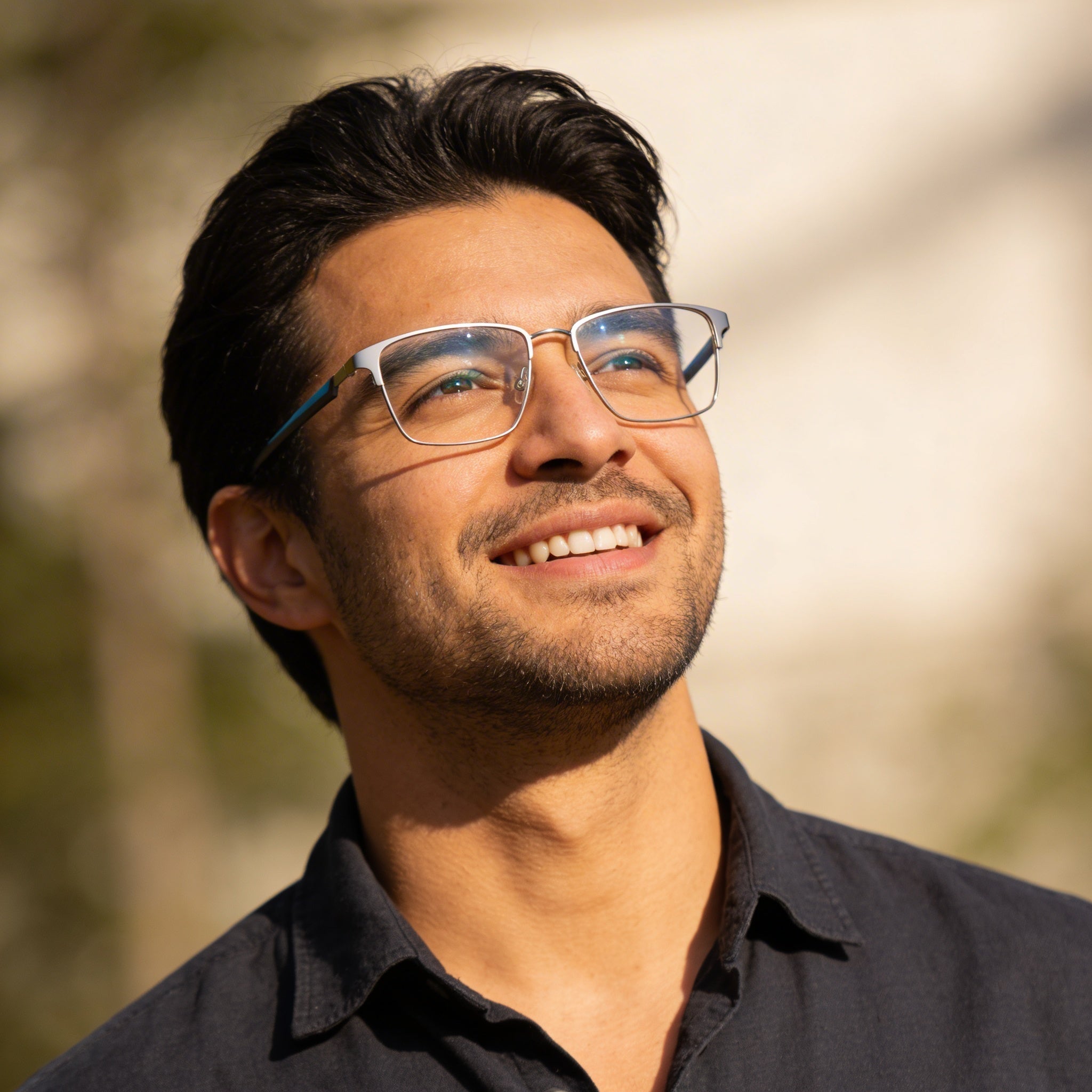 Flexon E1154 Men's Acetate Eyeglasses Satin Silver Cerulean, Photo 4