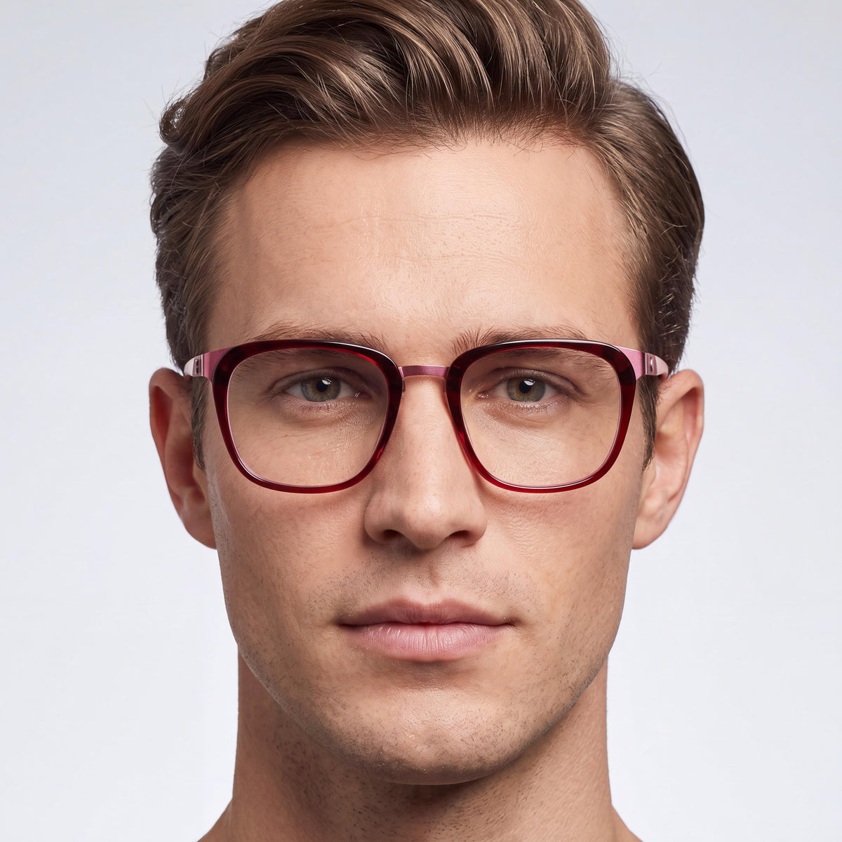 Gafas de sol unisex Cole Haan con montura de cristal burdeos y negro, lentes transparentes de demostración, aptas para prescripción médica., Photo 4