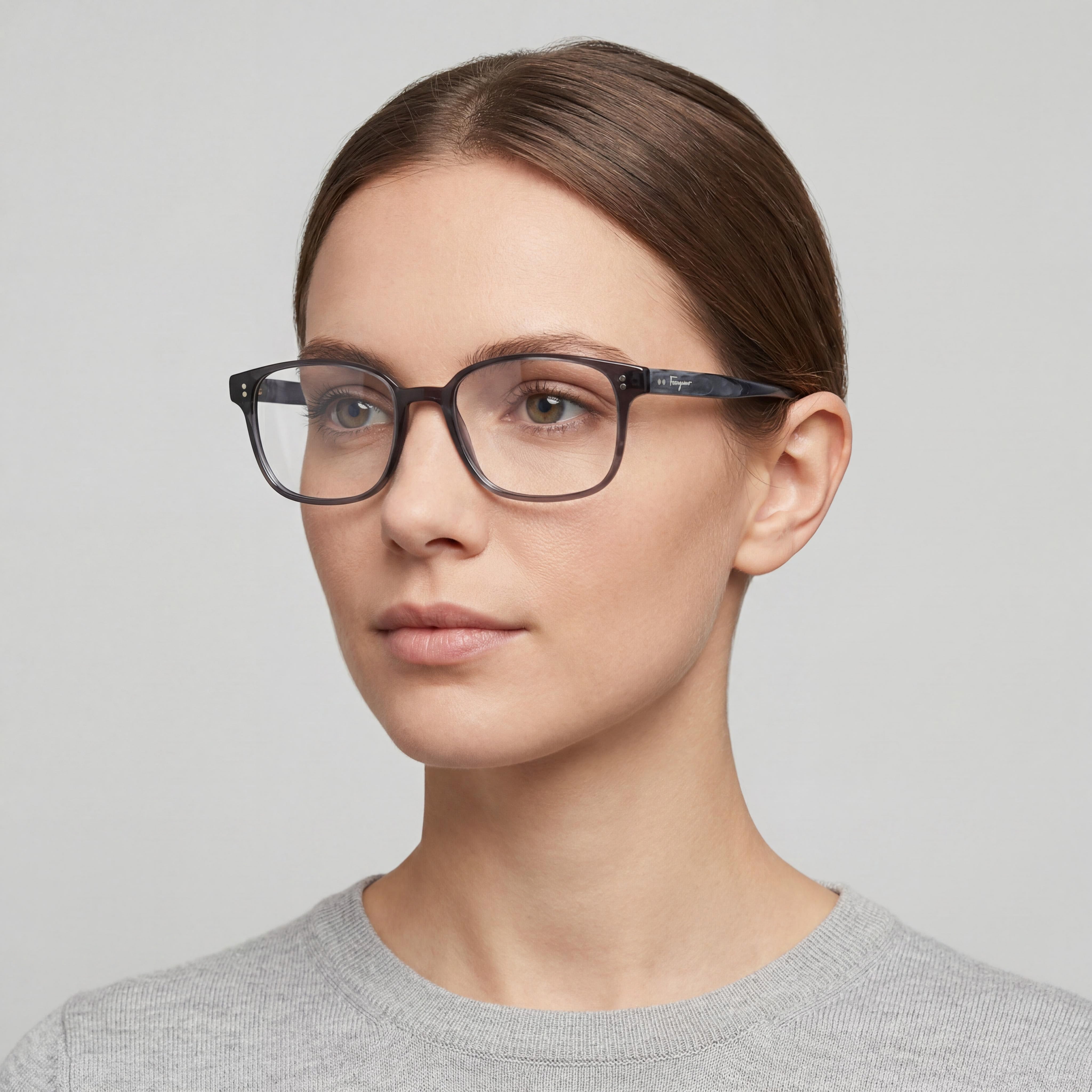 Salvatore Ferragamo Classic SF2915 Women's Transparent Grey Acetate Full-Rim Square Demo Eyeglasses 54mm, Photo 4