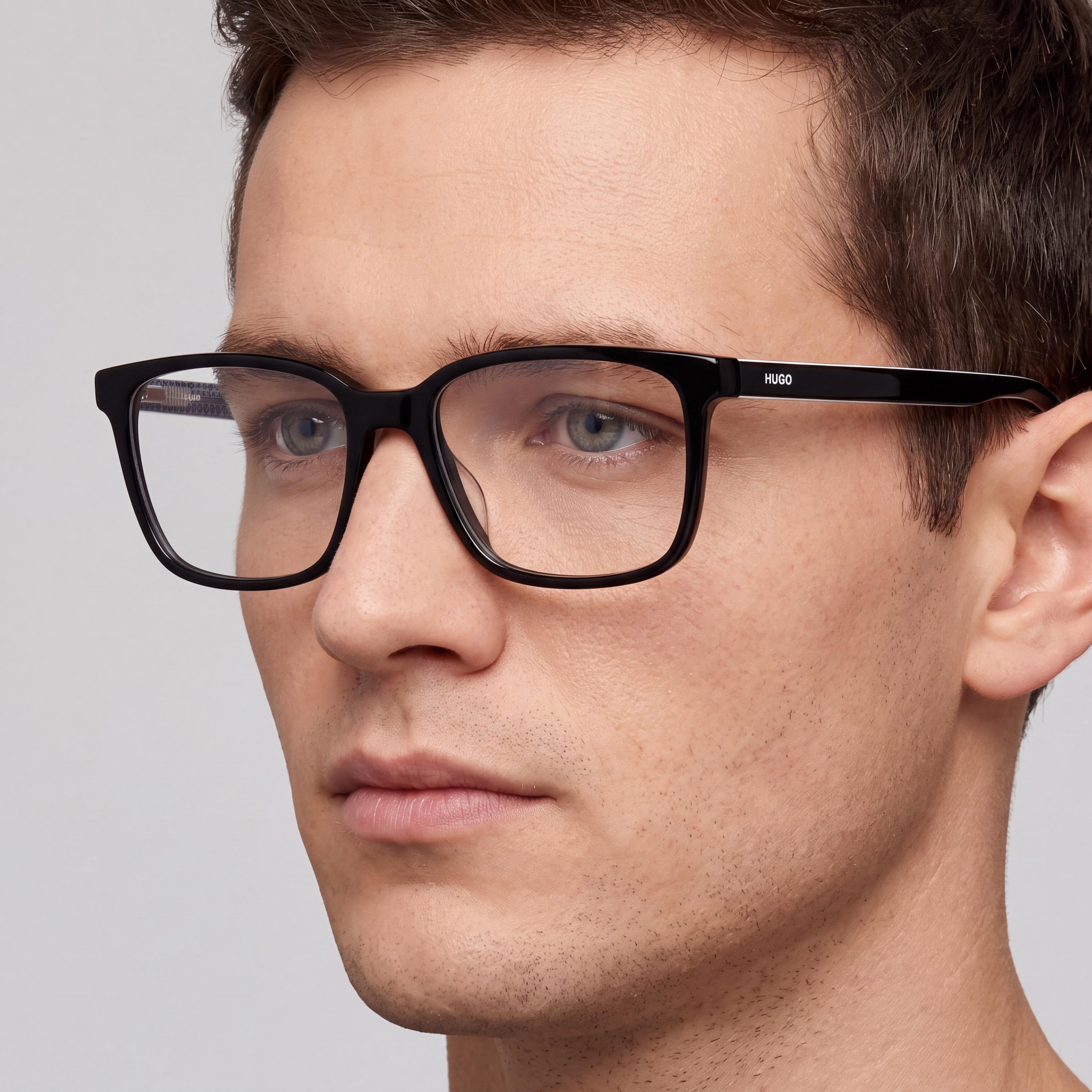 HUGO Hugo 1010 Men's Black Acetate Optical Frames with 54mm Lens, 16mm Bridge, 145mm Temple Length, Photo 4