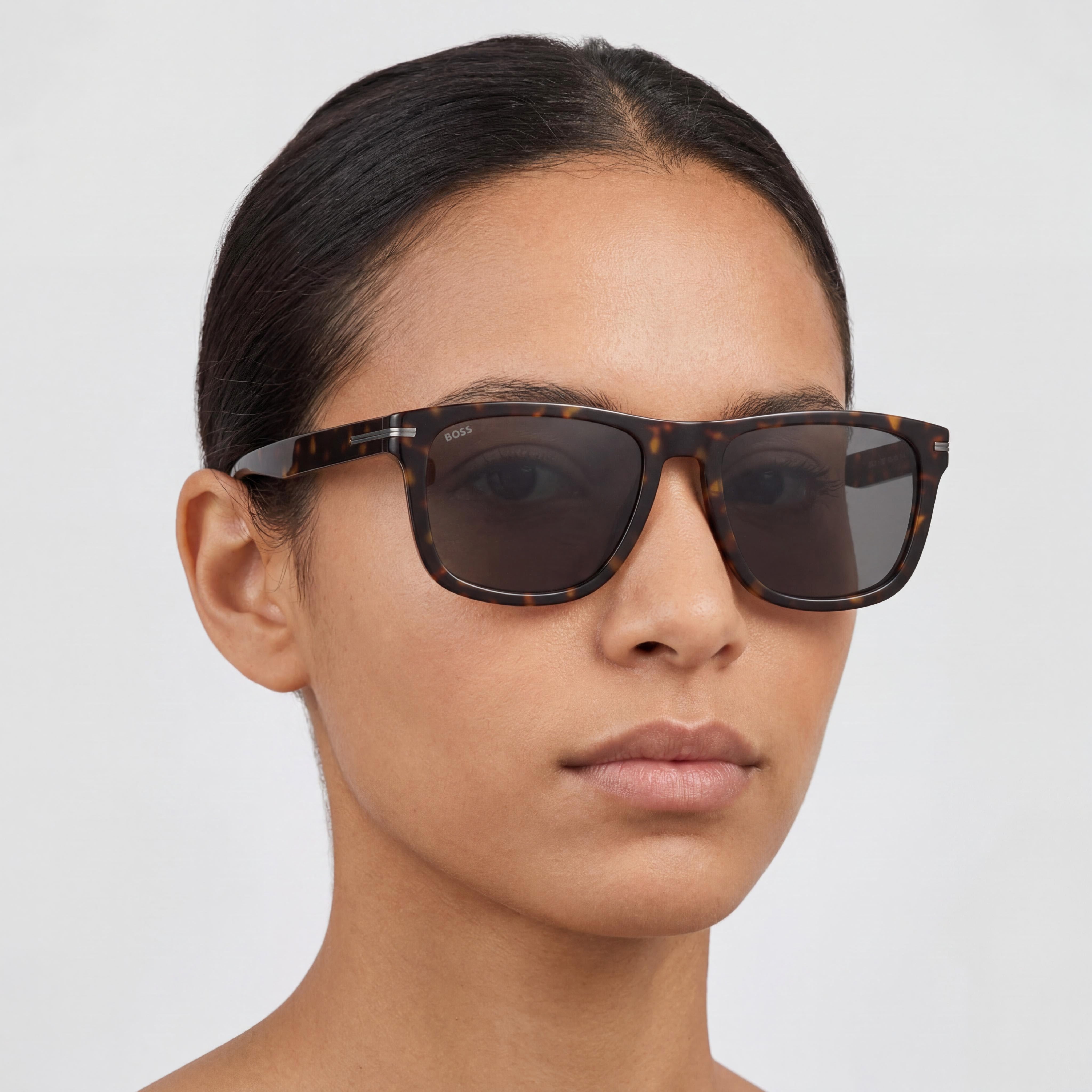 Gafas de sol rectangulares Hugo Boss Boss 1626/S para mujer de eco-acetato, color havana gris, sin polarizar, con protección UV 55-18-145, Photo 4