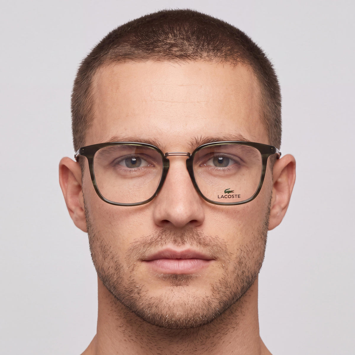 Lacoste Casual Men's Havana Frame with Transparent Plastic Lenses Ophthalmic Eyeglasses 52mm Lens Width, Photo 5