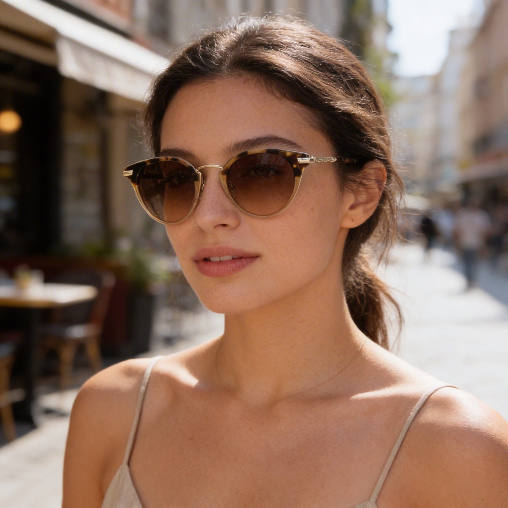 Gafas de sol Rag & Bone Wayfarers con montura metálica para mujer, color miel habana, protección UV no polarizada, 53 mm, Photo 5