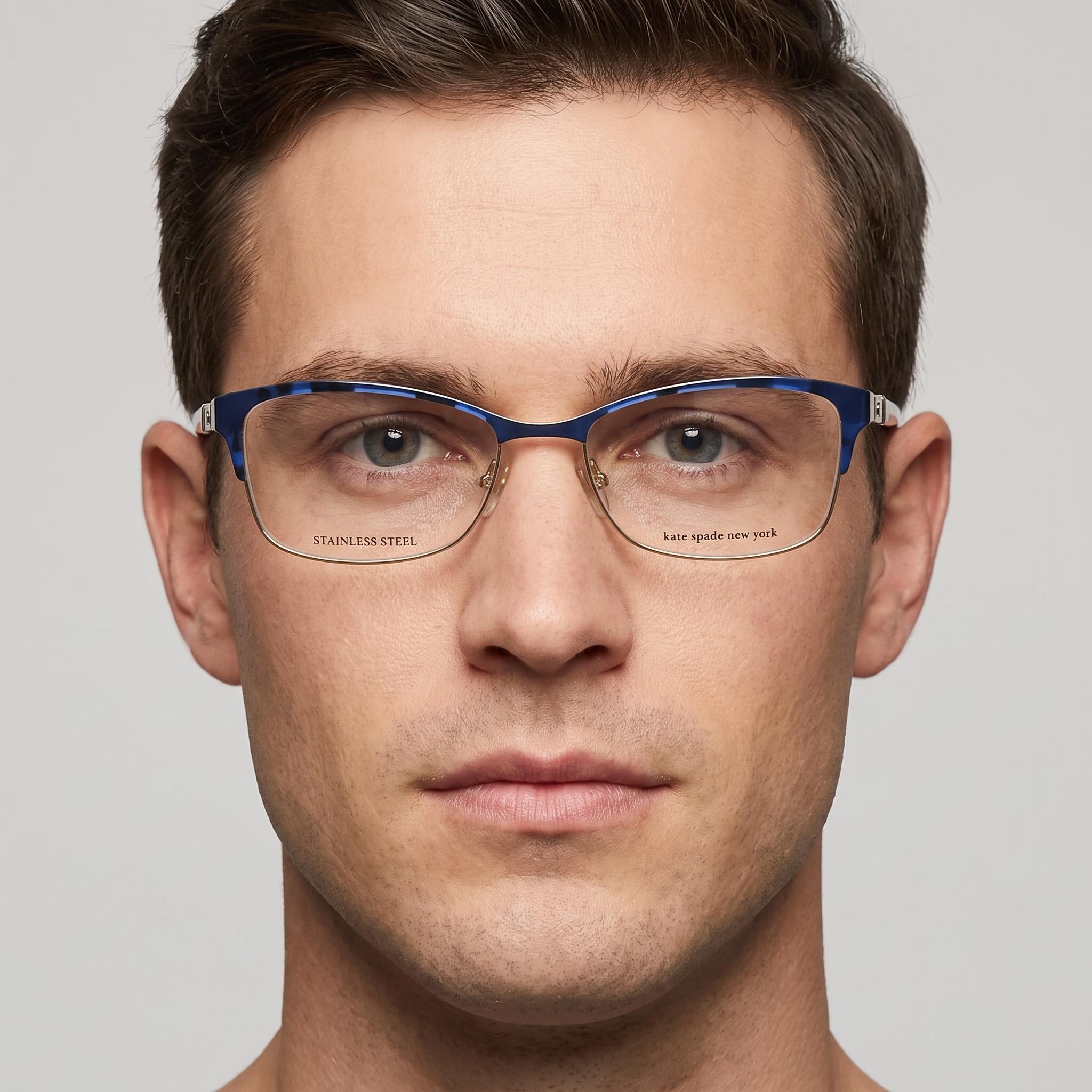 kate spade new york Laurianne Gafas Ópticas Unisex con Montura Metálica, Azul Habana Mate, Lente Transparente, 50 mm, Photo 4