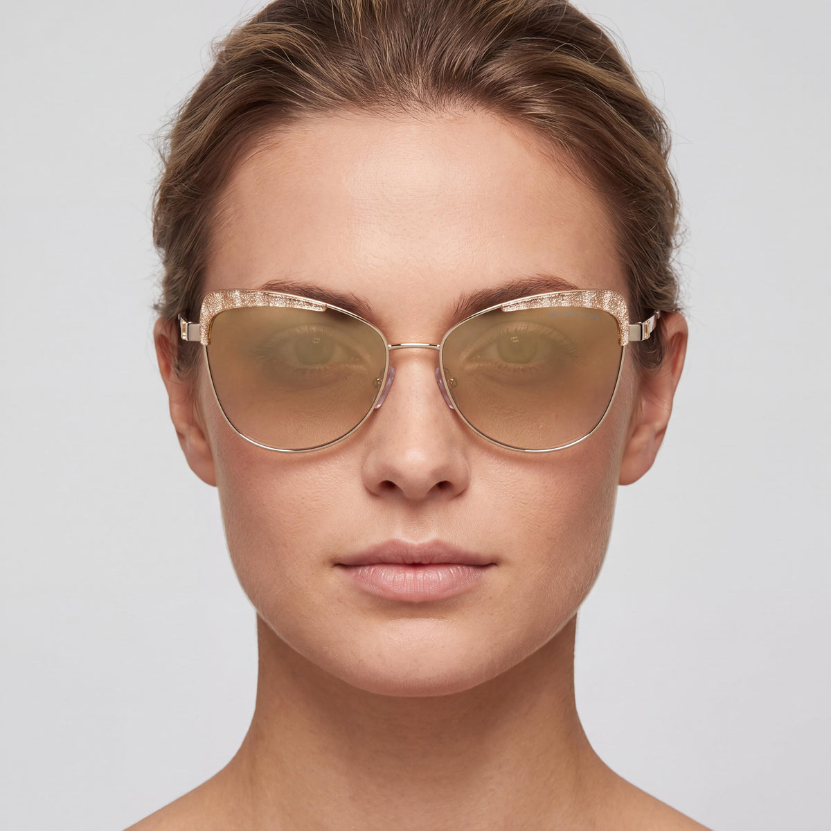 Michael Kors MK1084 Women's Cat Eye Sunglasses, Gold Gradient Metal Frame, Gold Gradient Mirrored UV Protected Lenses, 56mm, Photo 4