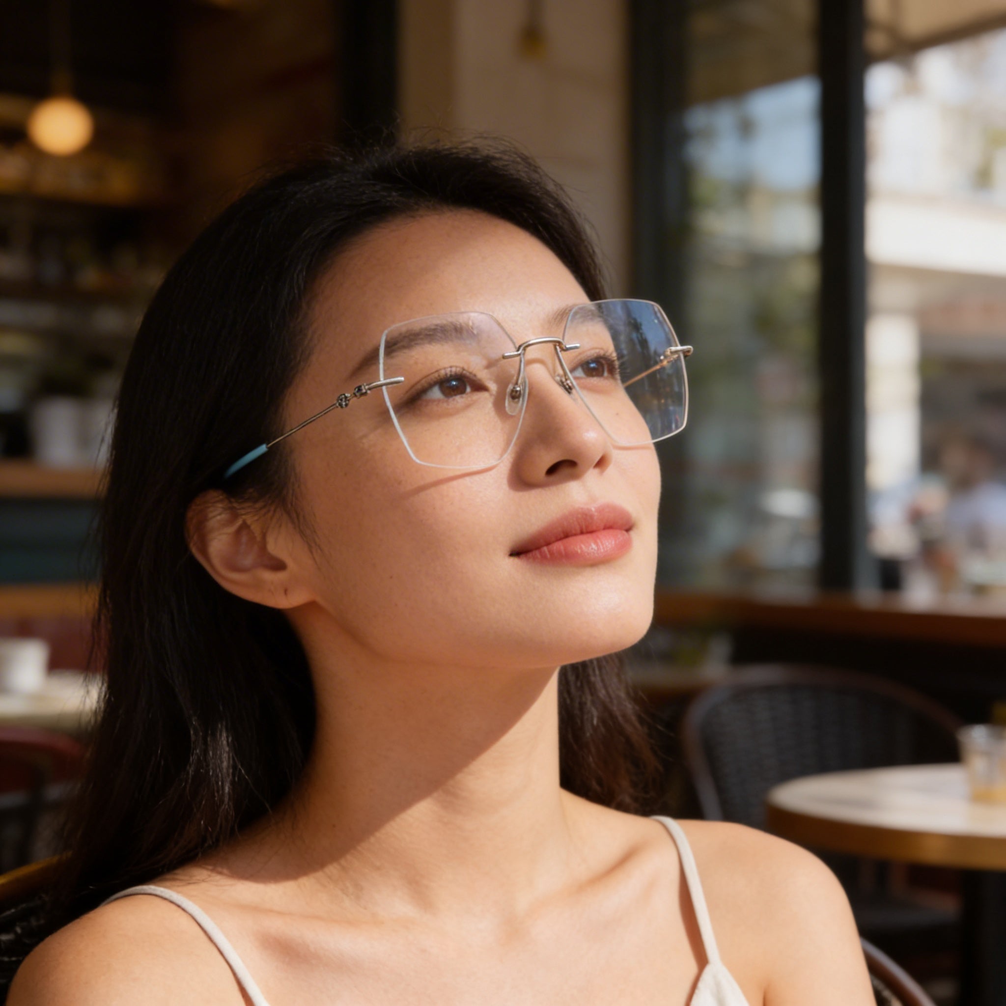 Gucci Women's Square/Rectangle Metal Frame Eyeglasses Silver Transparent 55mm, Photo 6
