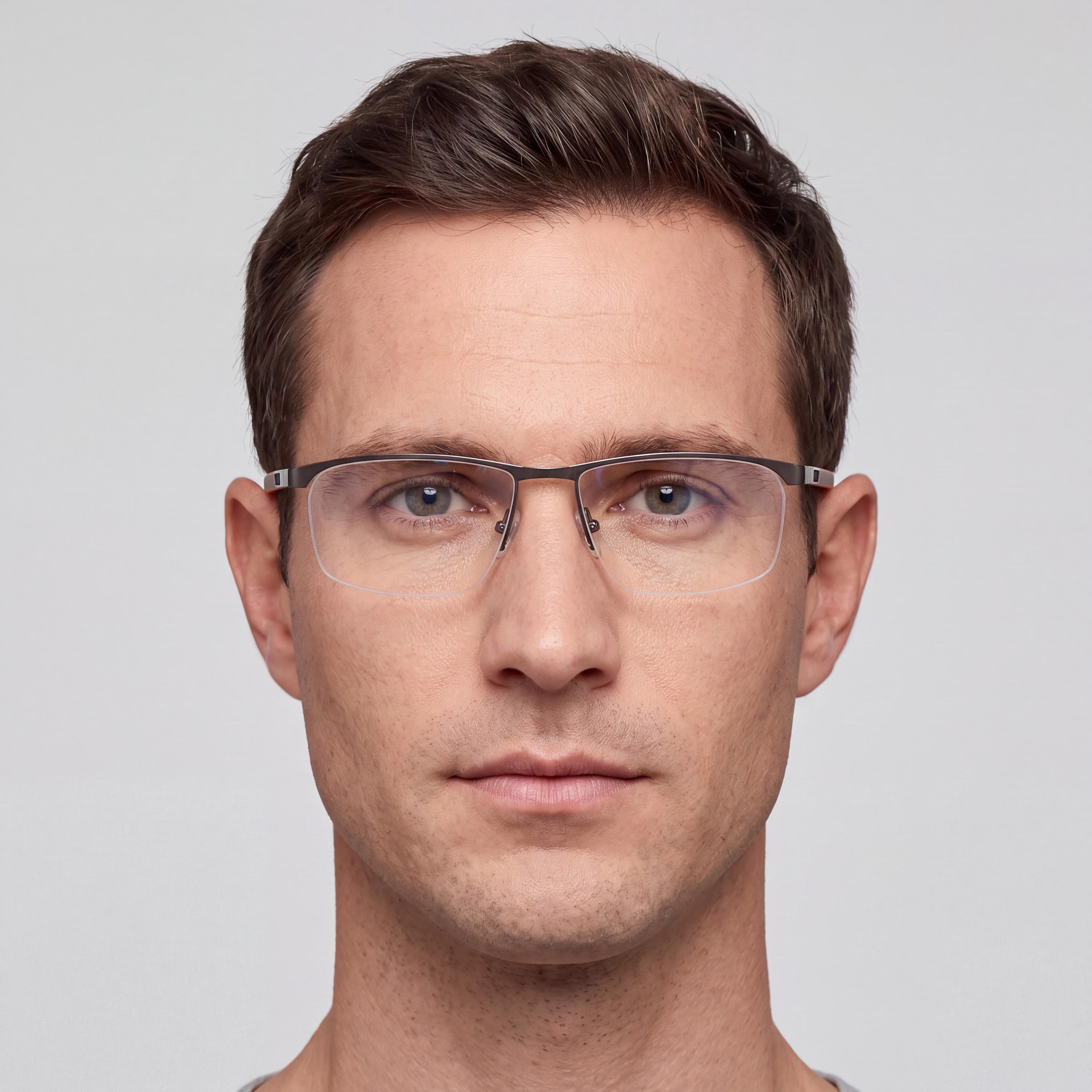 Gafas metálicas rectangulares para hombre adidas con montura gris plomo brillante, lentes transparentes sin aumento 55-16-145, Photo 5