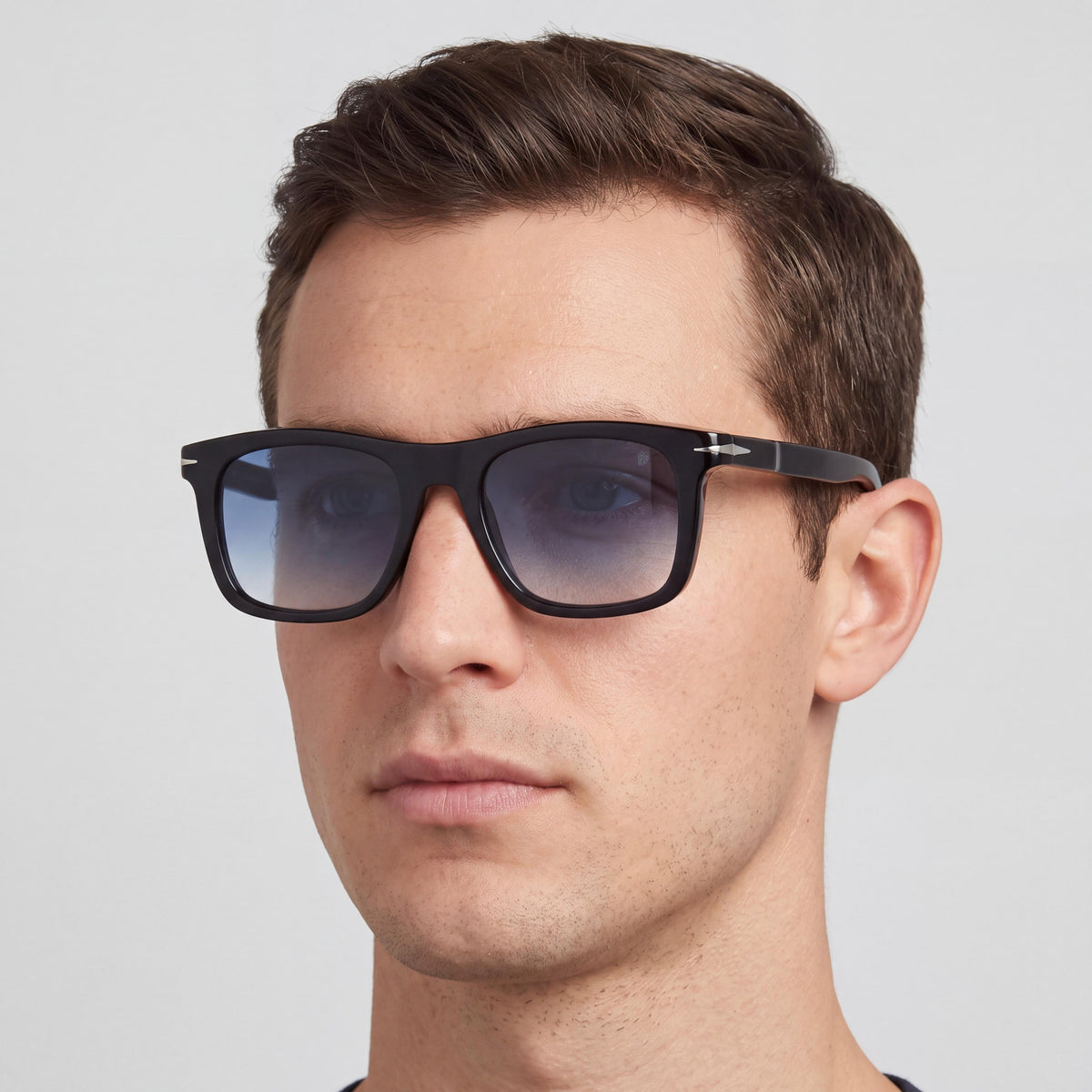 Gafas de sol David Beckham Classic para hombre, de acetato, negras, azules sombreadas, plateadas, con protección UV, 51 mm, Photo 4