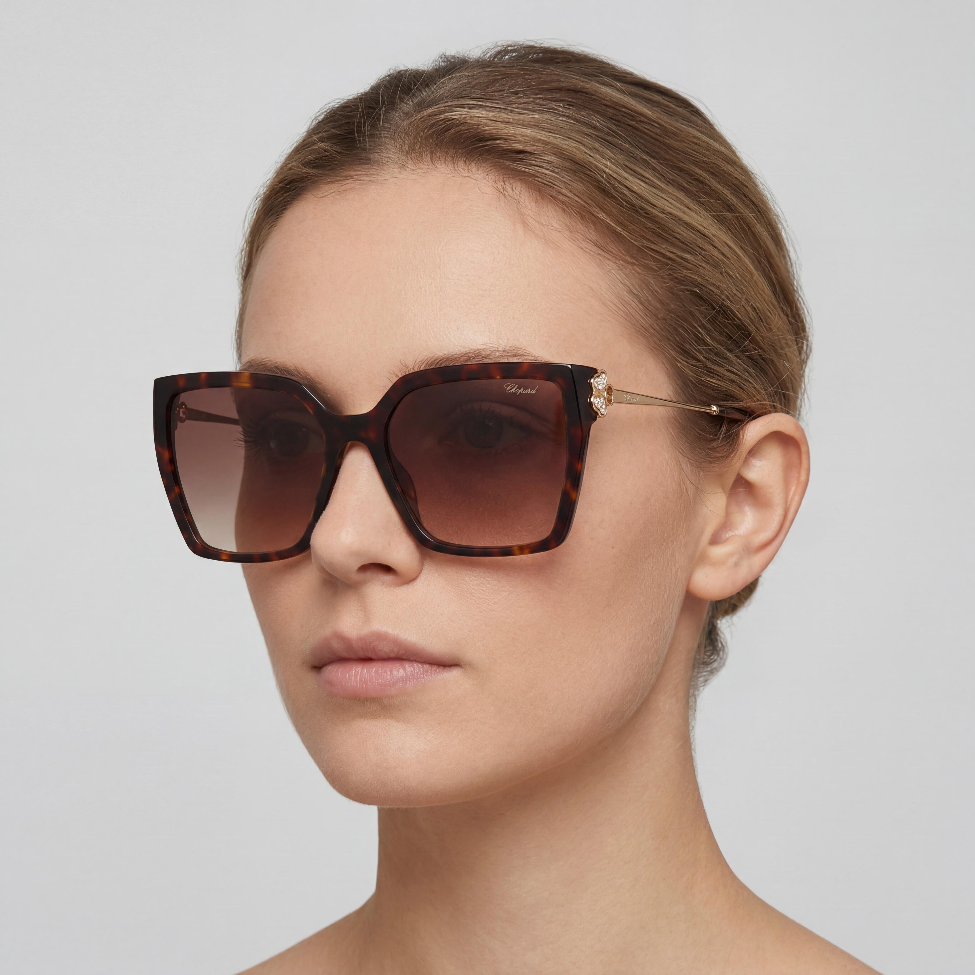 Chopard Sch371s Women's Classic Havana Cellulose Acetate Brown Gradient UV Protection Sunglasses 56mm, Photo 4