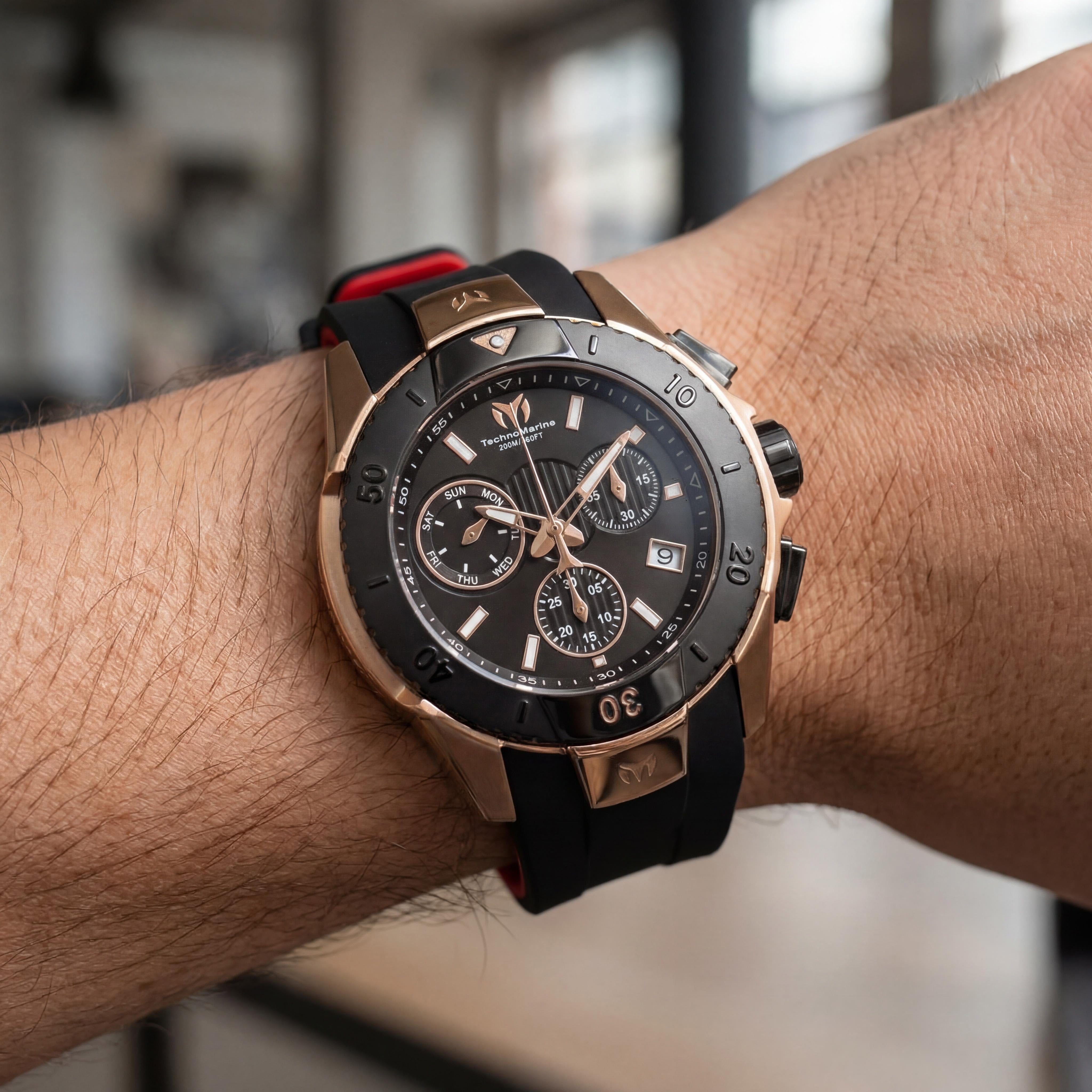 TechnoMarine Men's Multicolored Stainless Steel Luminous Quartz Chronograph Black Silicone Band 48mm, Photo 4