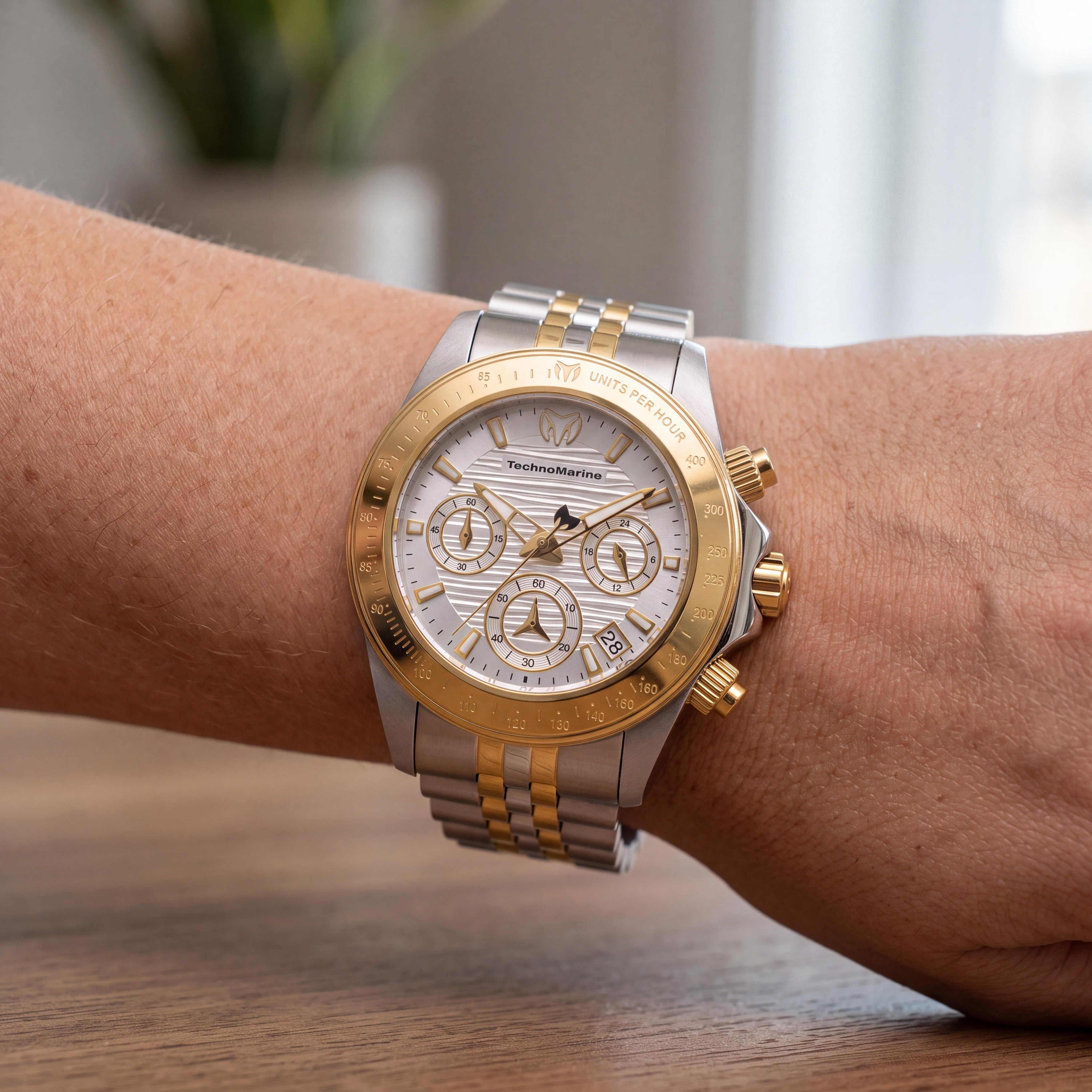 Reloj TechnoMarine Manta para mujer, cronógrafo, tono dorado, cristal de zafiro, cuarzo, 38 mm, Photo 4