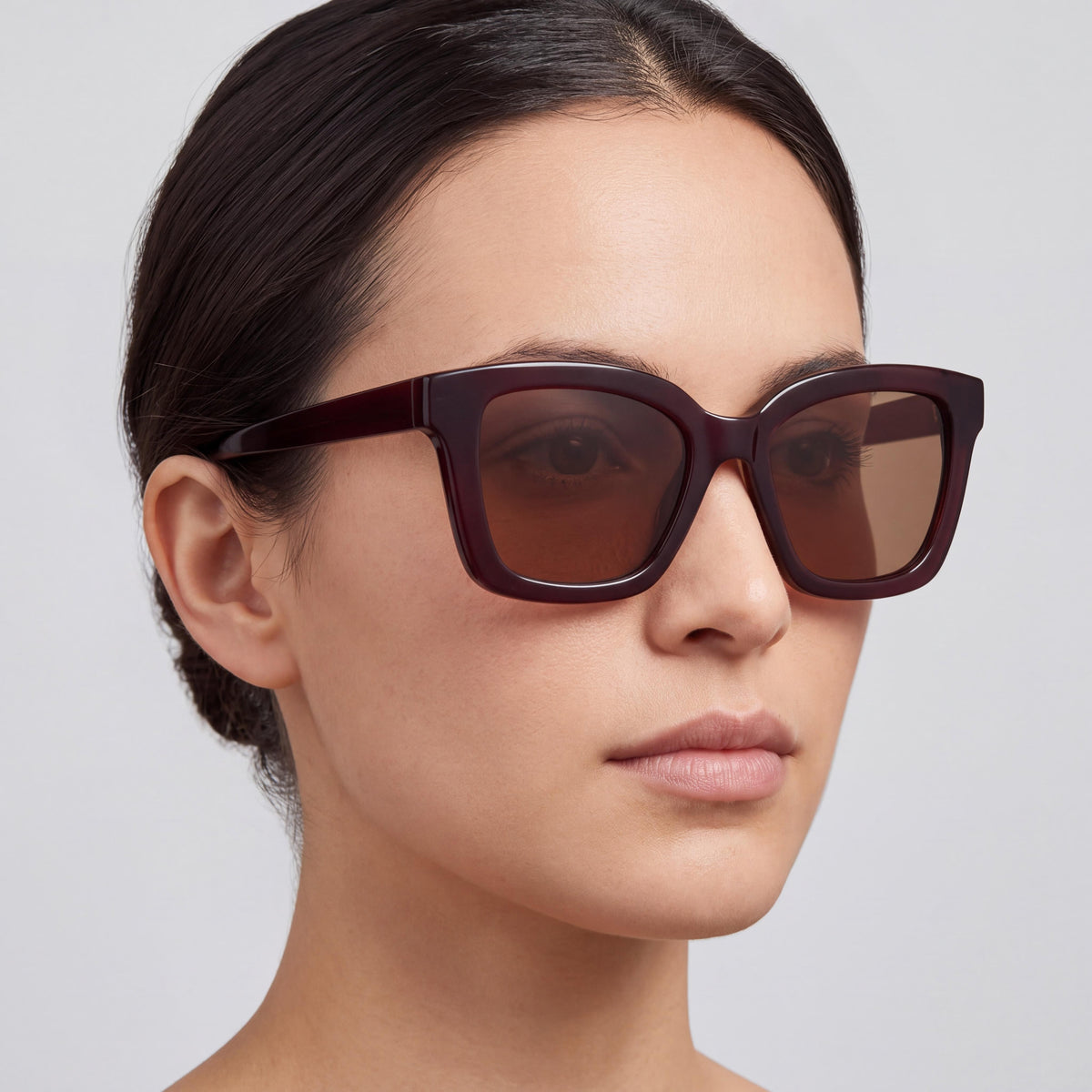 Gafas de sol de plástico rojo para mujer Beichi, montura completa, lentes marrones sin polarizar con protección UV, 53-19-140, Photo 5