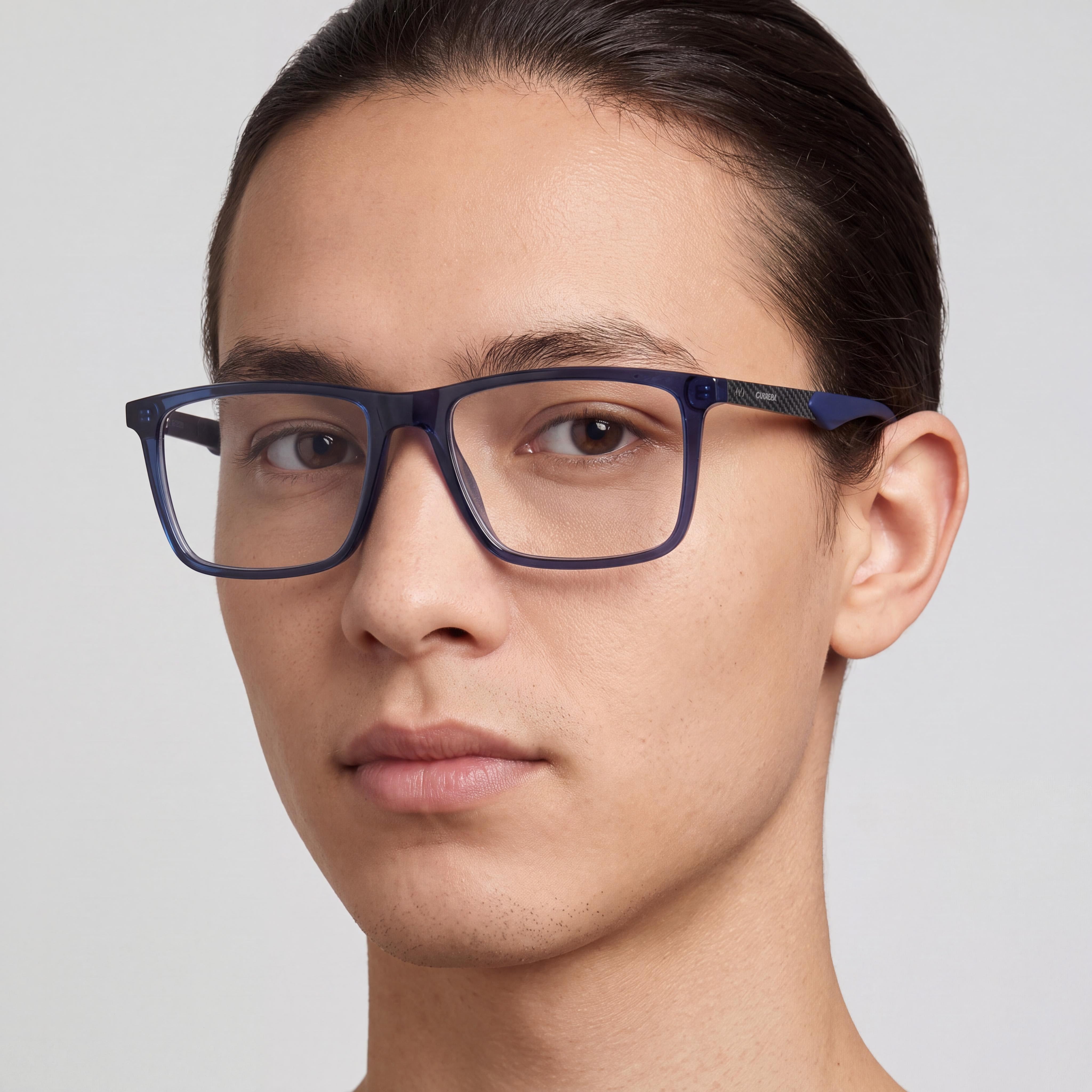 Carrera CARRERA 8839 Unisex Rectangular Composite Eyeglasses Matte Blue Print Grey 55mm, Photo 4