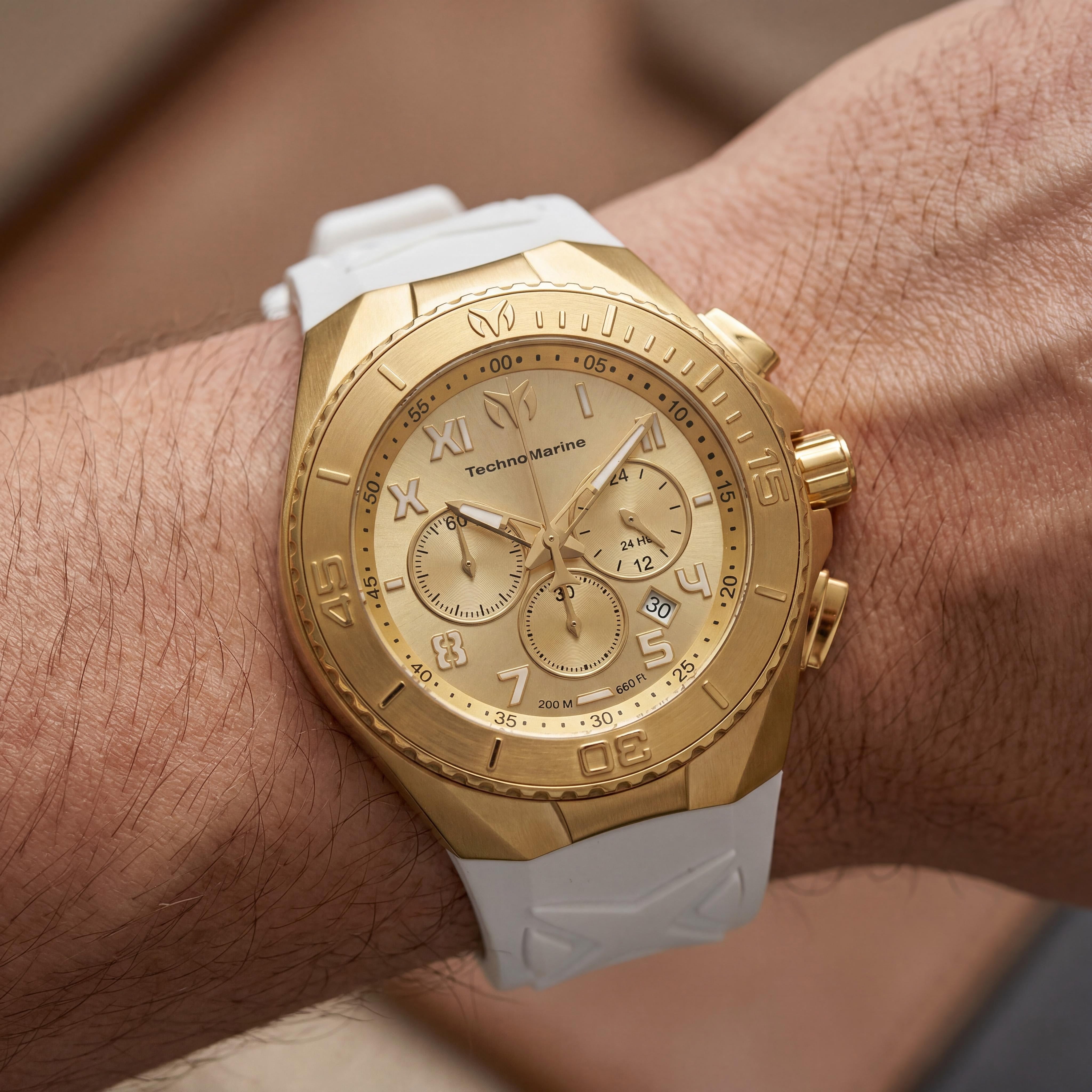 TechnoMarine Manta TM-225006 Men's Gold Dial Stainless Steel Quartz Watch 48mm 20 ATM Water Resistant, Photo 4